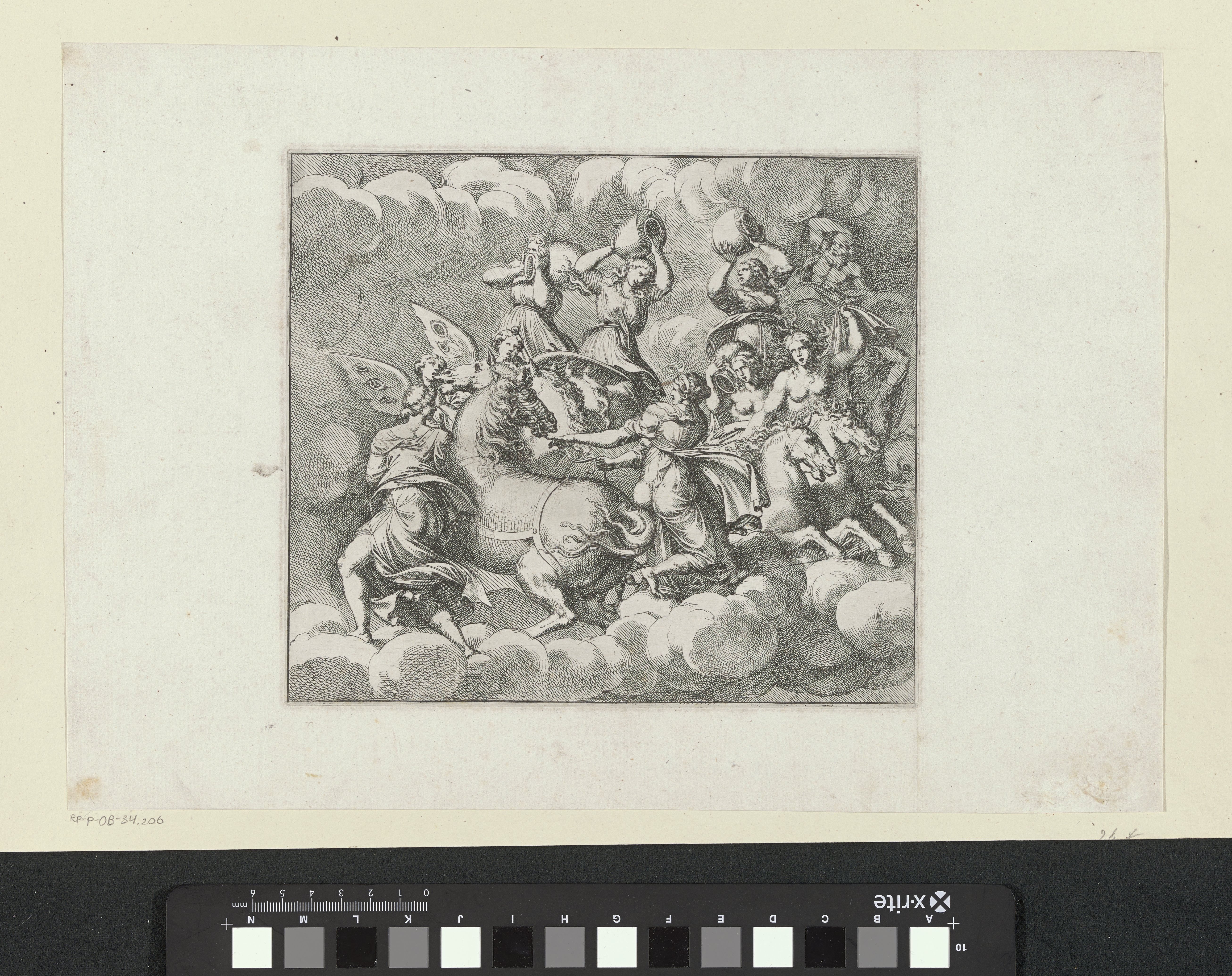 Mythologische figuren tussen wolken