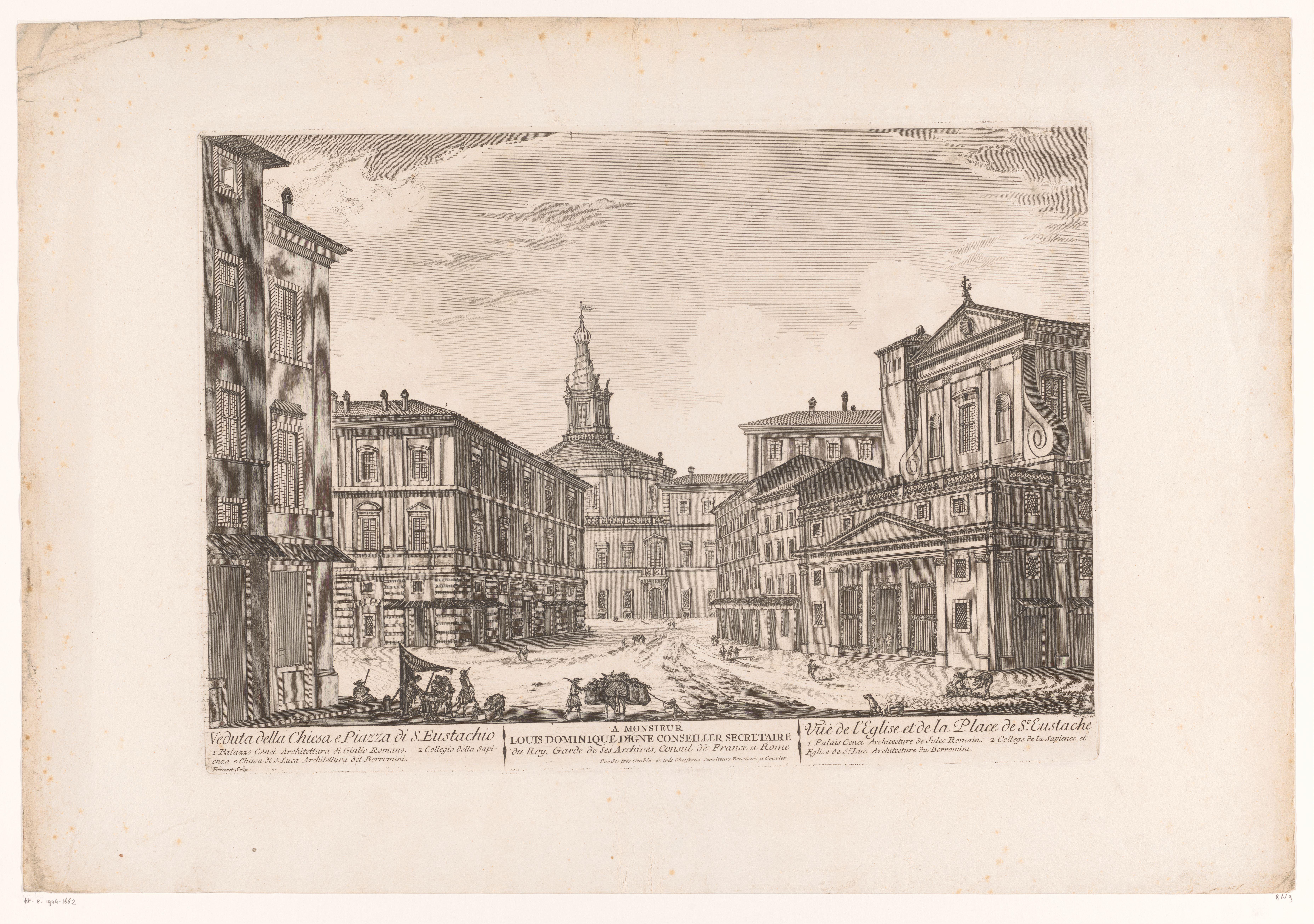 Gezicht op het Piazza San Eustachio, te Rome