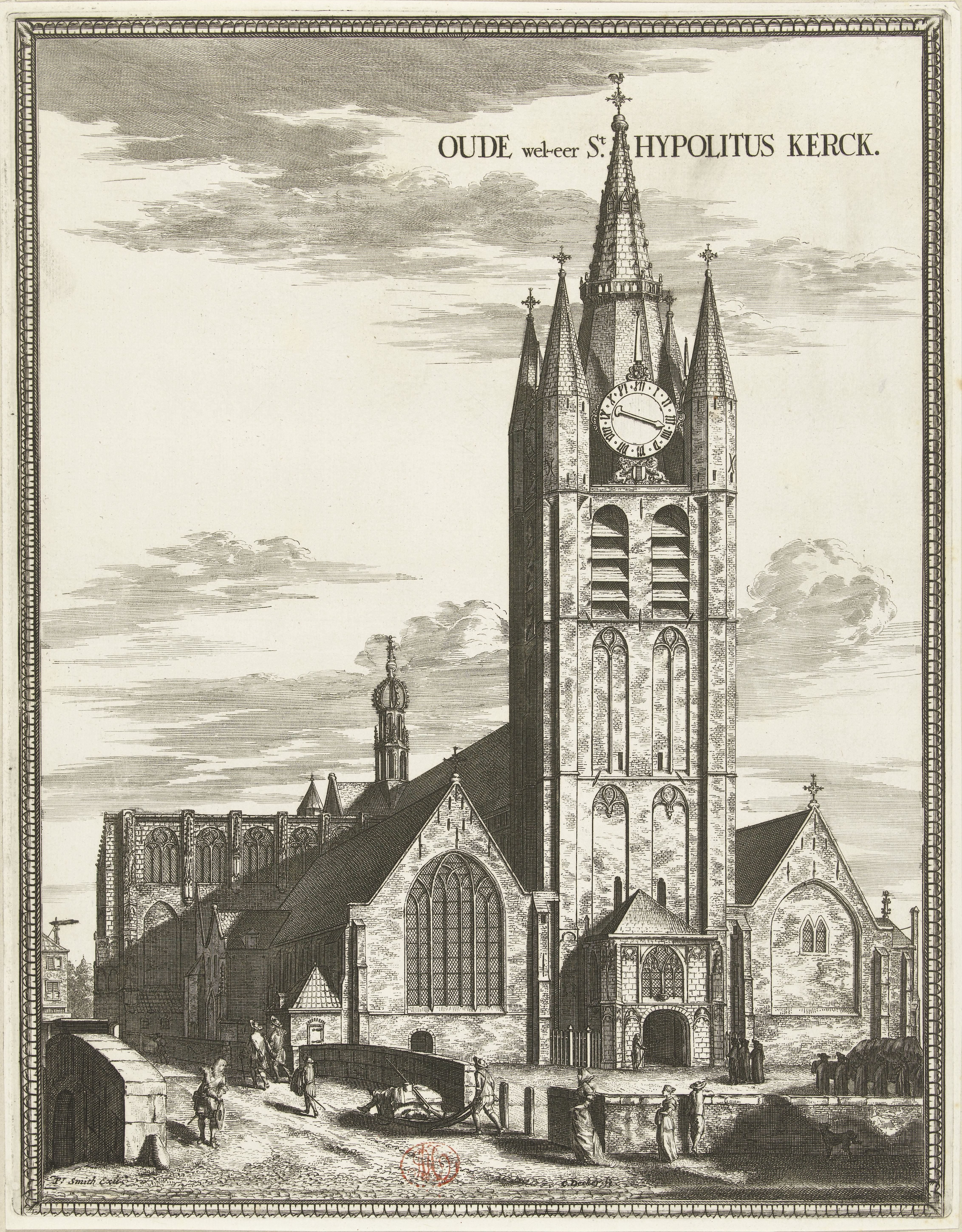 Gezicht op de Oude Kerk te Delft
