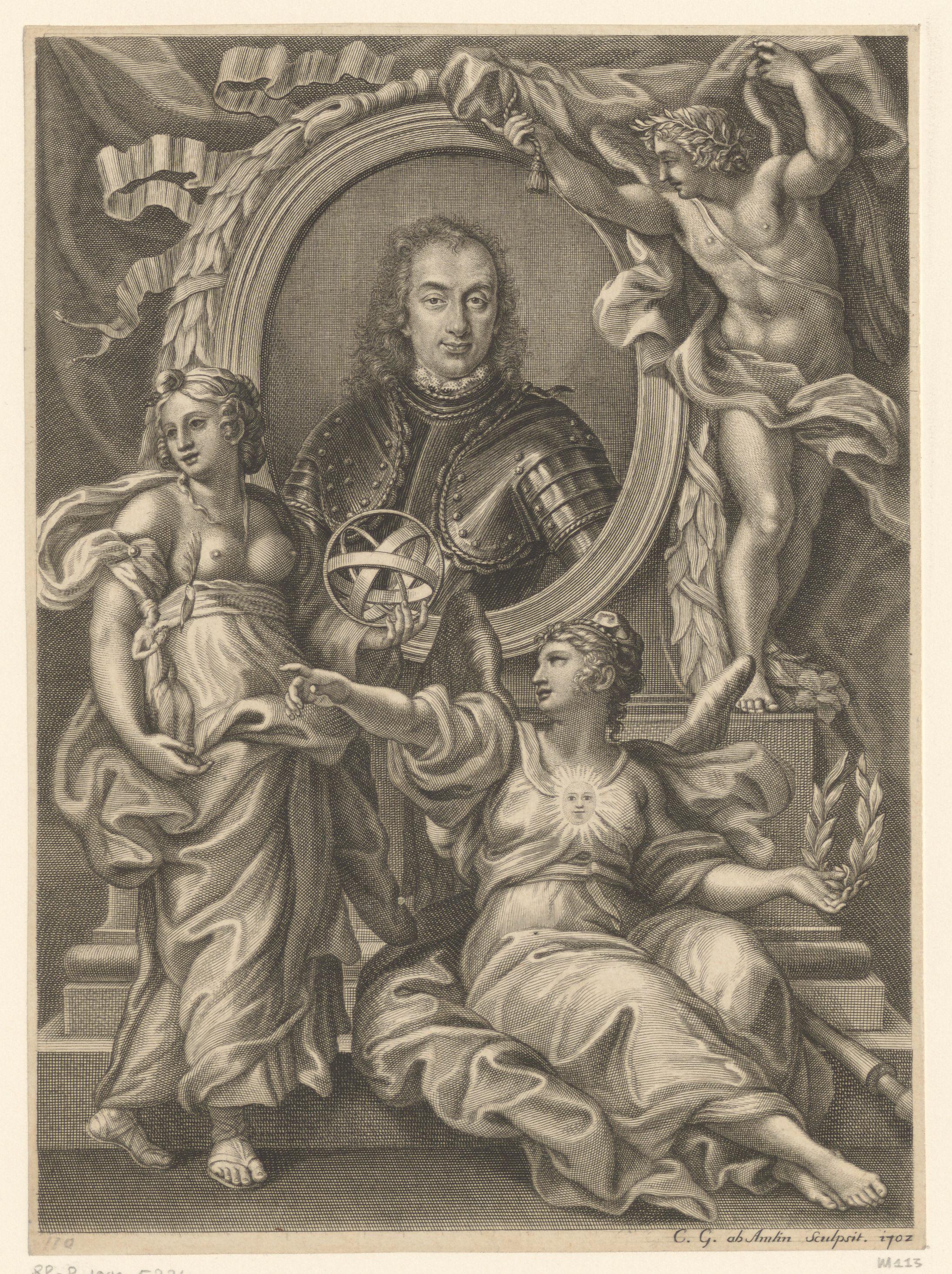 Portret van Livio Odescalchi met allegorische figuren