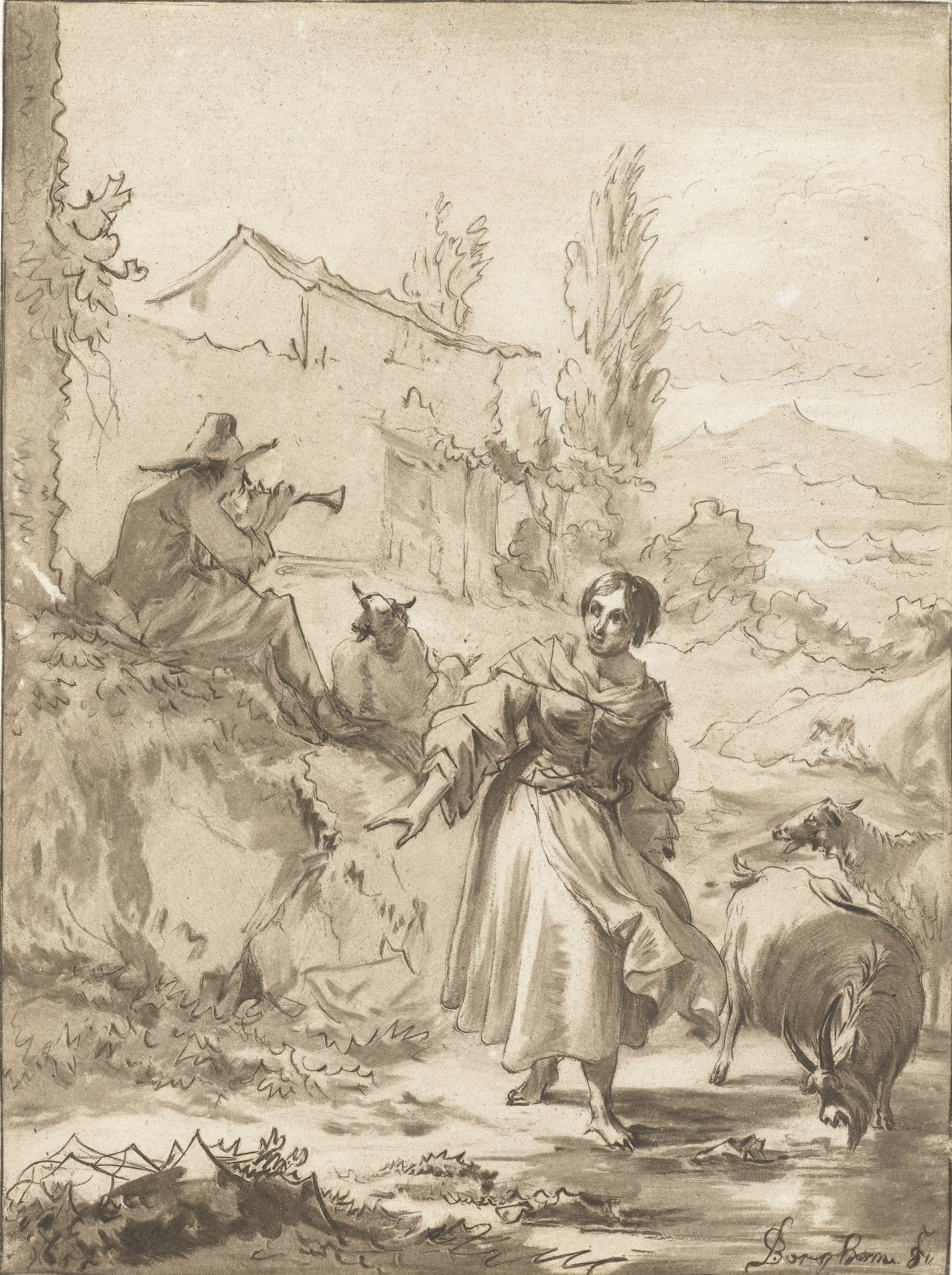 Herder met schalmei