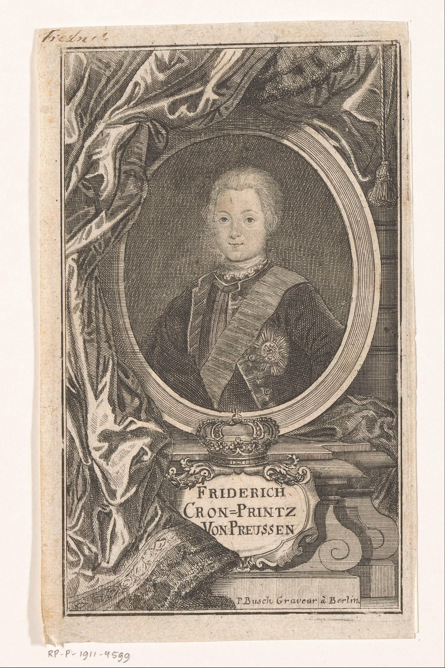 Portret van Frederik de Grote als kroonprins