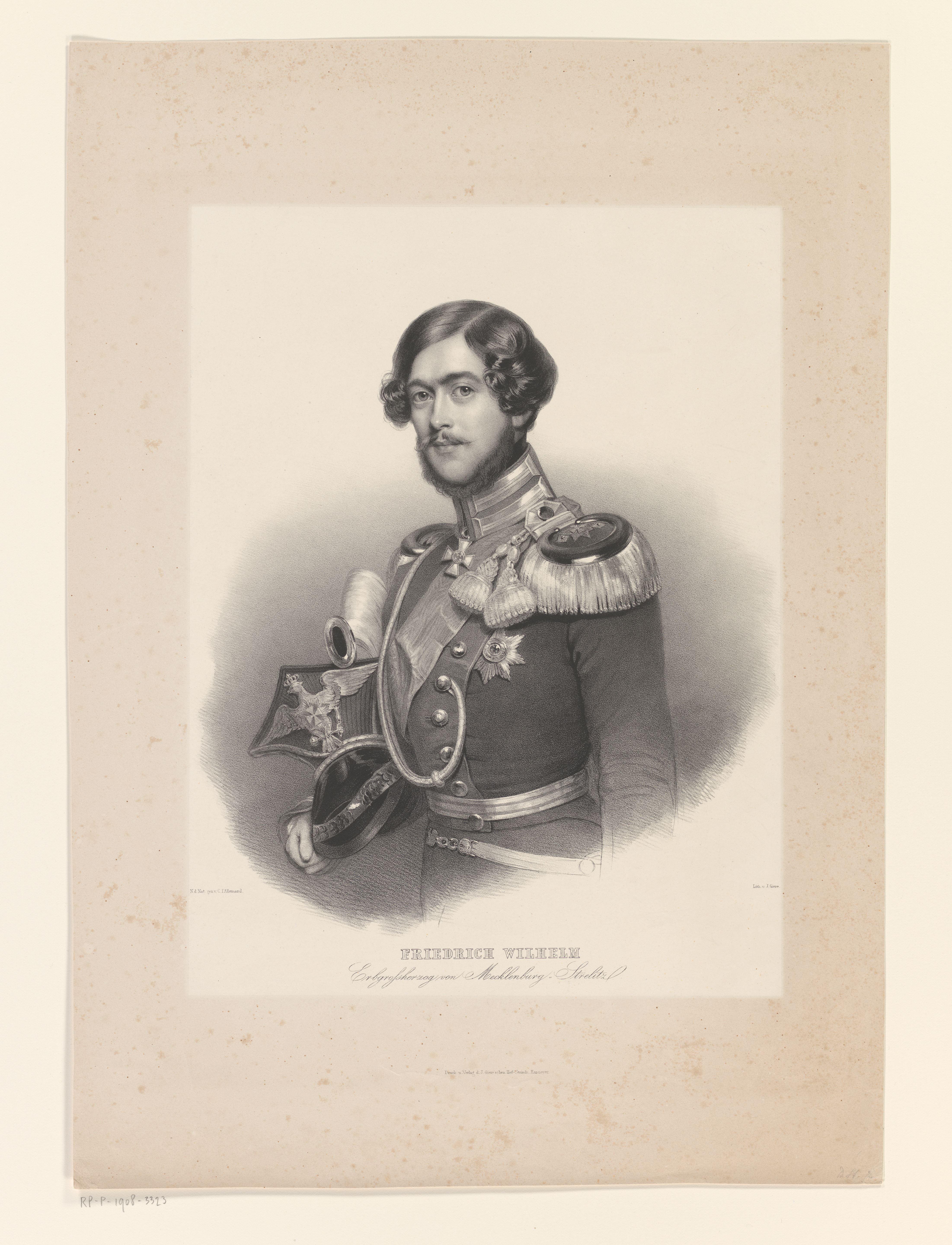 Portret van Frederik Willem, groothertog van Mecklenburg-Strelitz
