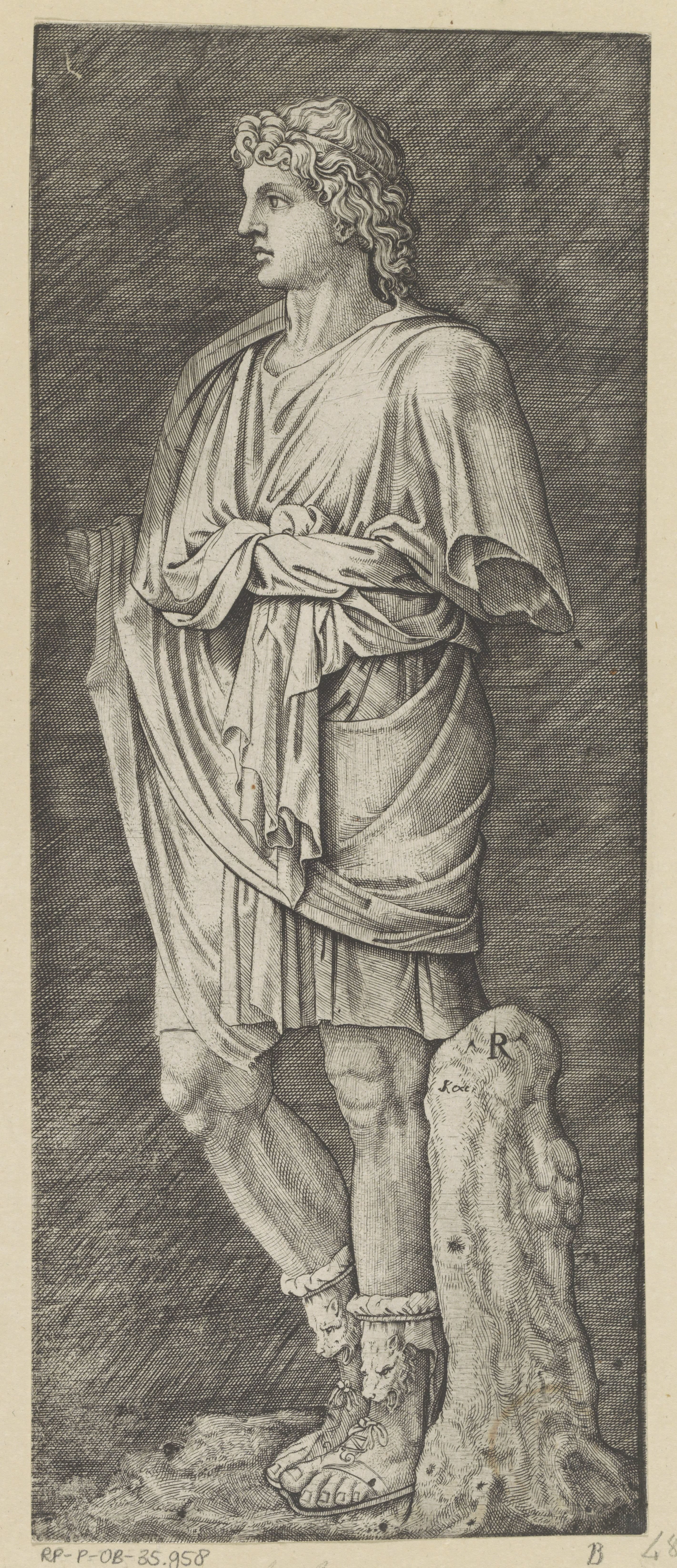 Antiek beeld van geklede man
