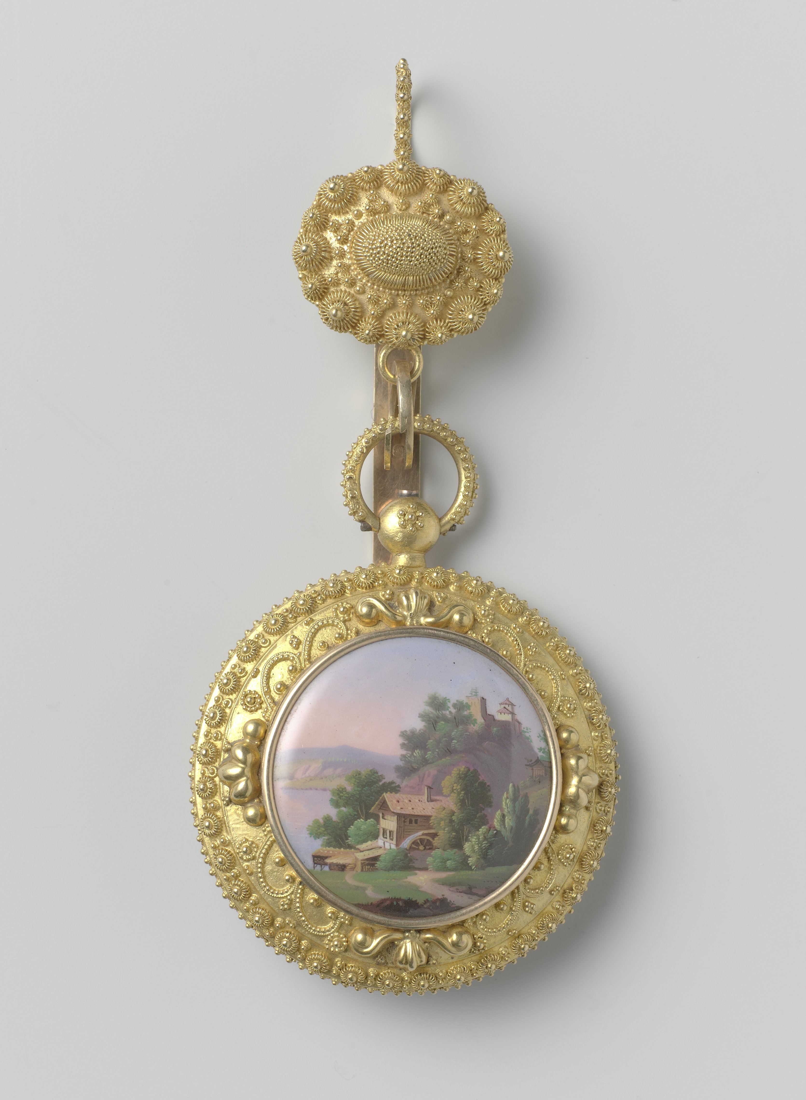 Horloge, versierd met Zwitsers berglandschap