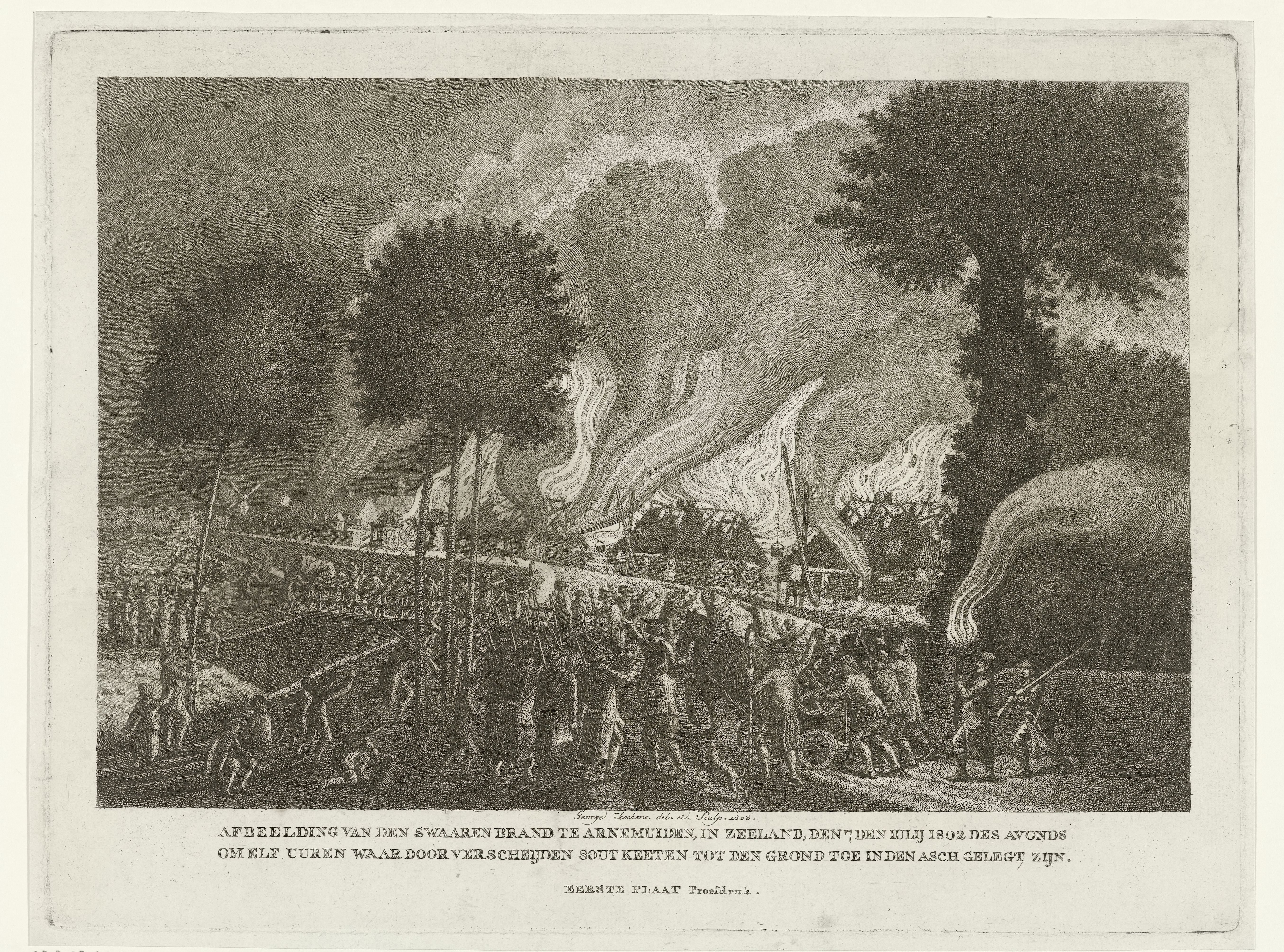 Het afbranden van de zoutketen te Arnemuiden, 7 juli 1802