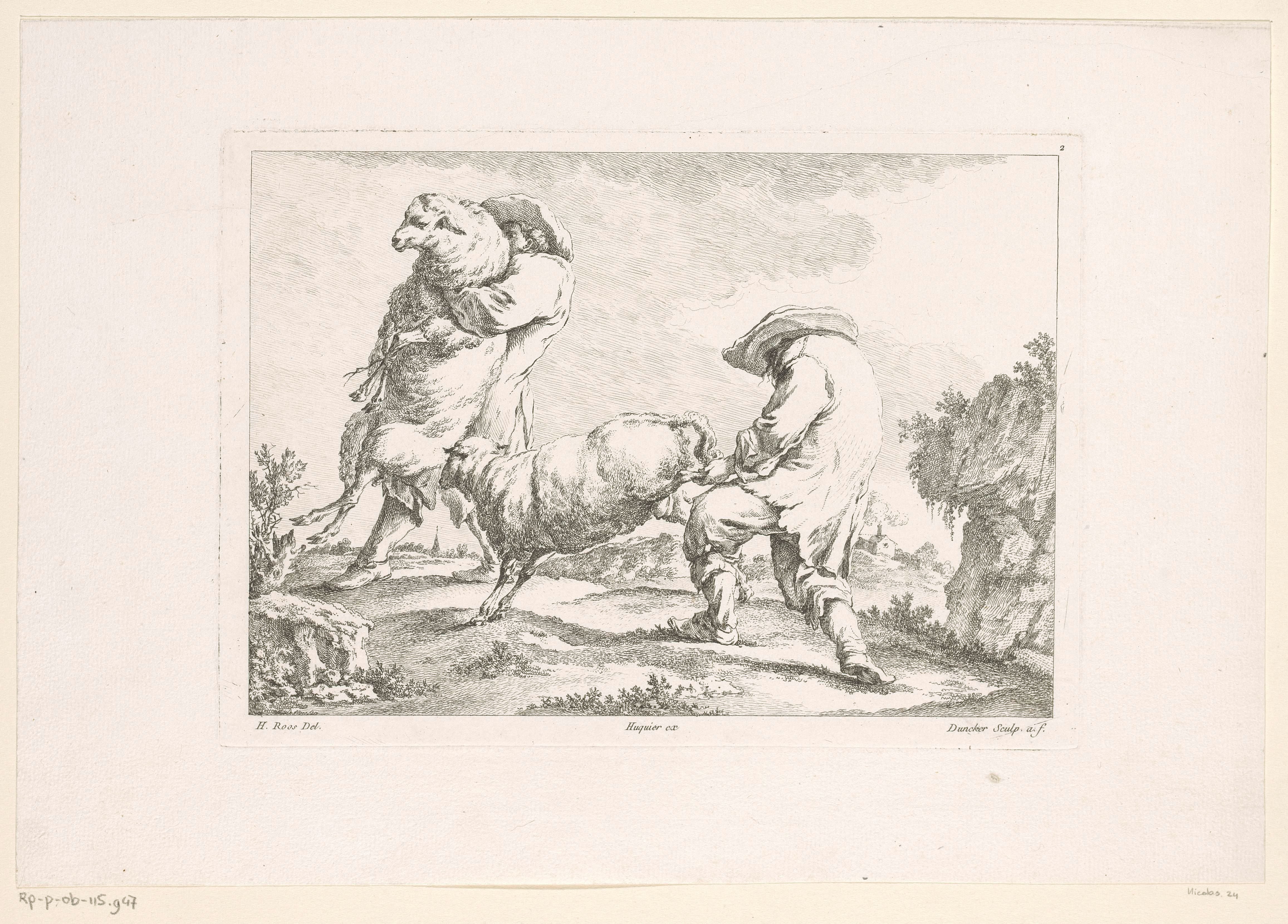 Twee mannen vangen twee schapen