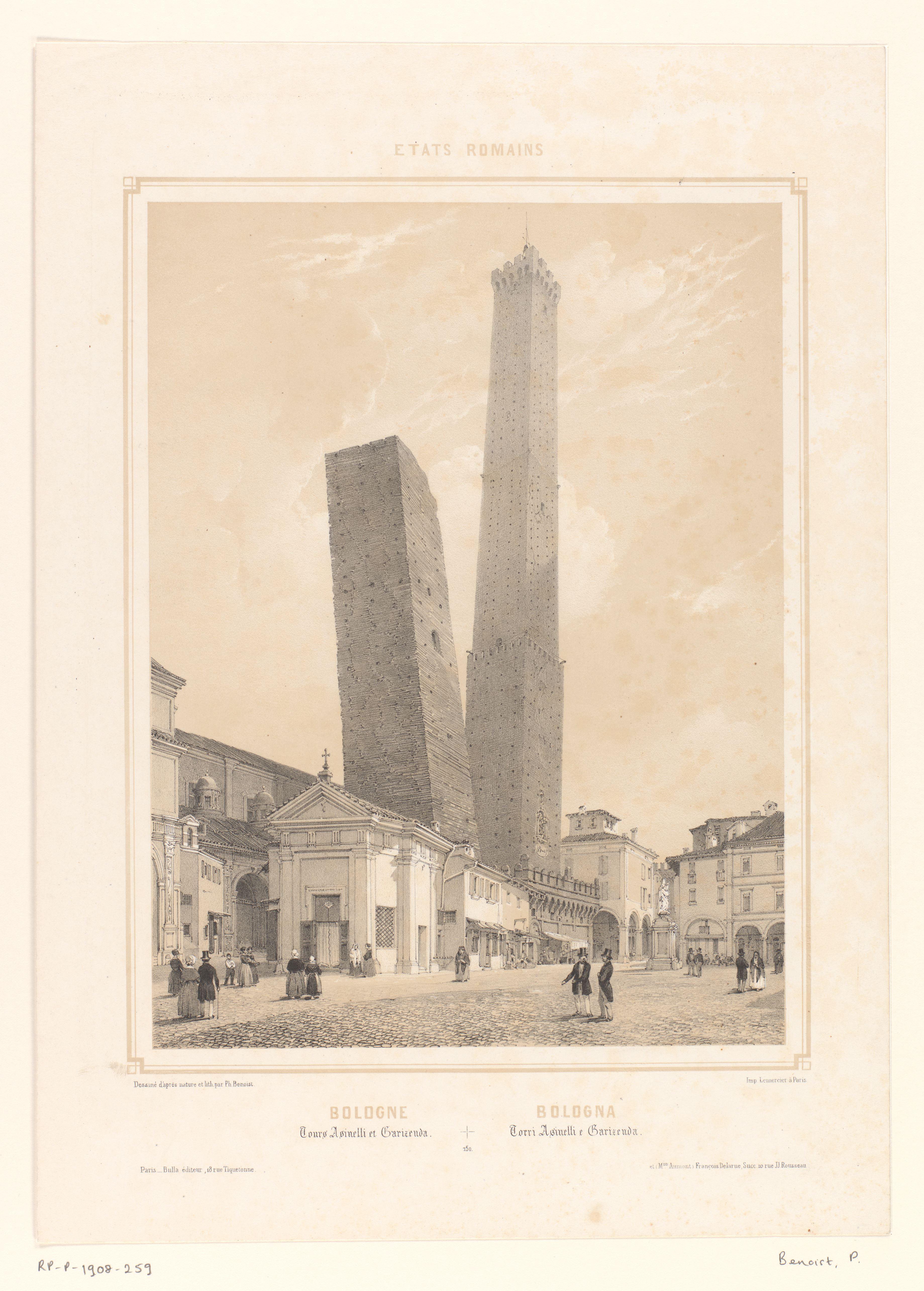 Zicht op de torens van Bologna