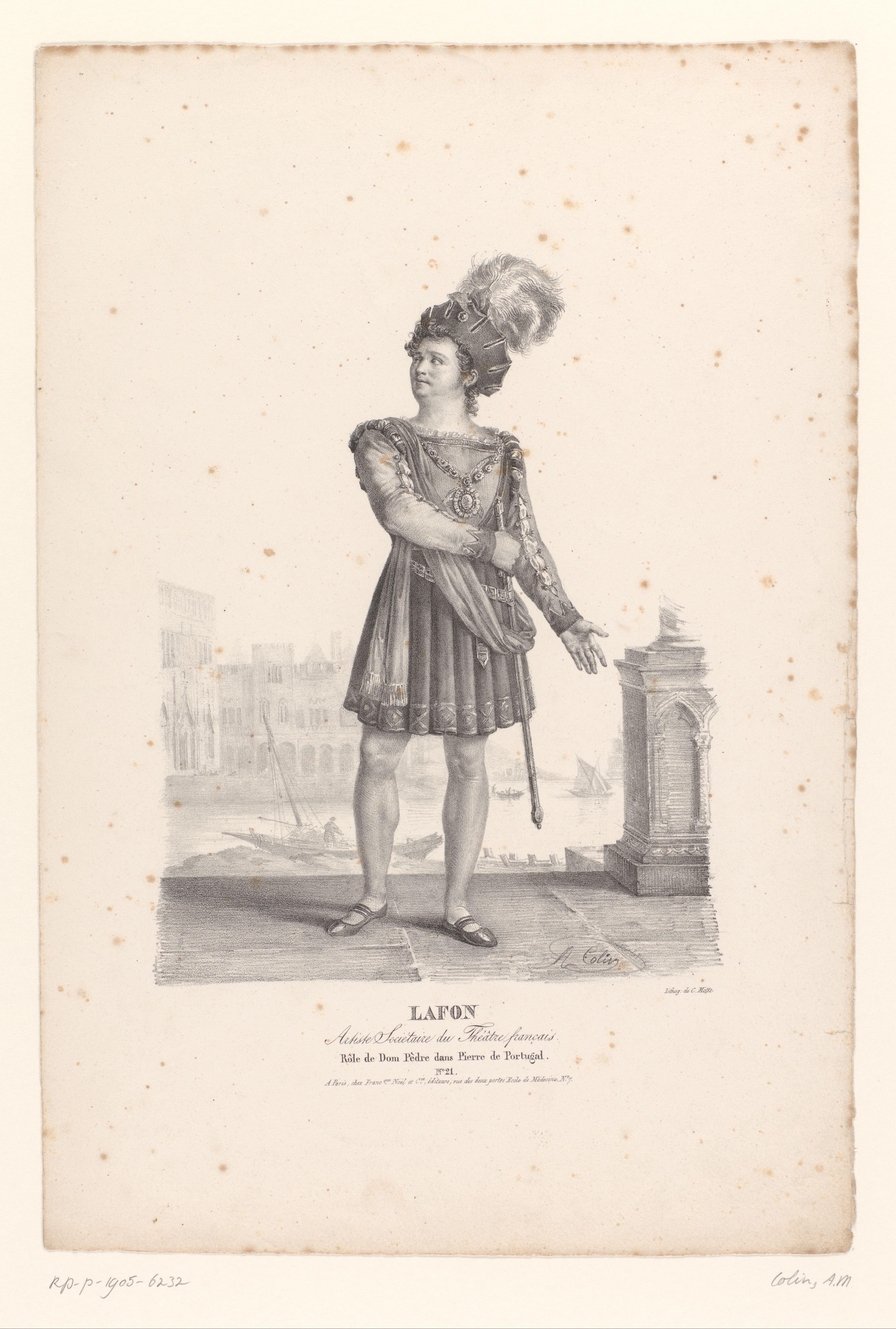 Portret van Pierre Lafon als Don Pèdre in de tragedie Pierre de Portugal
