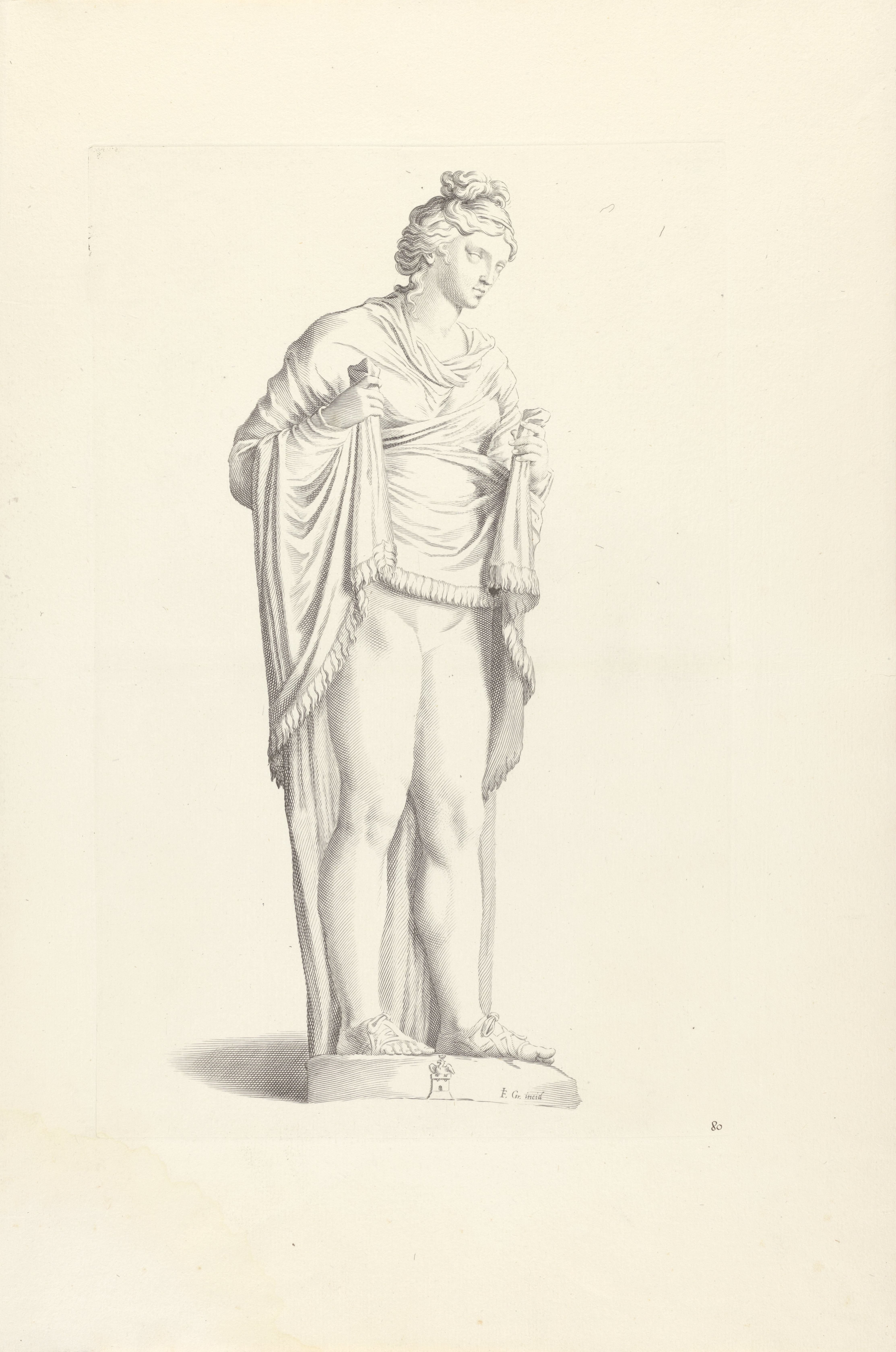 Standbeeld van Hermaphroditus of van een vrouw die haar kleding opgetrokken houdt
