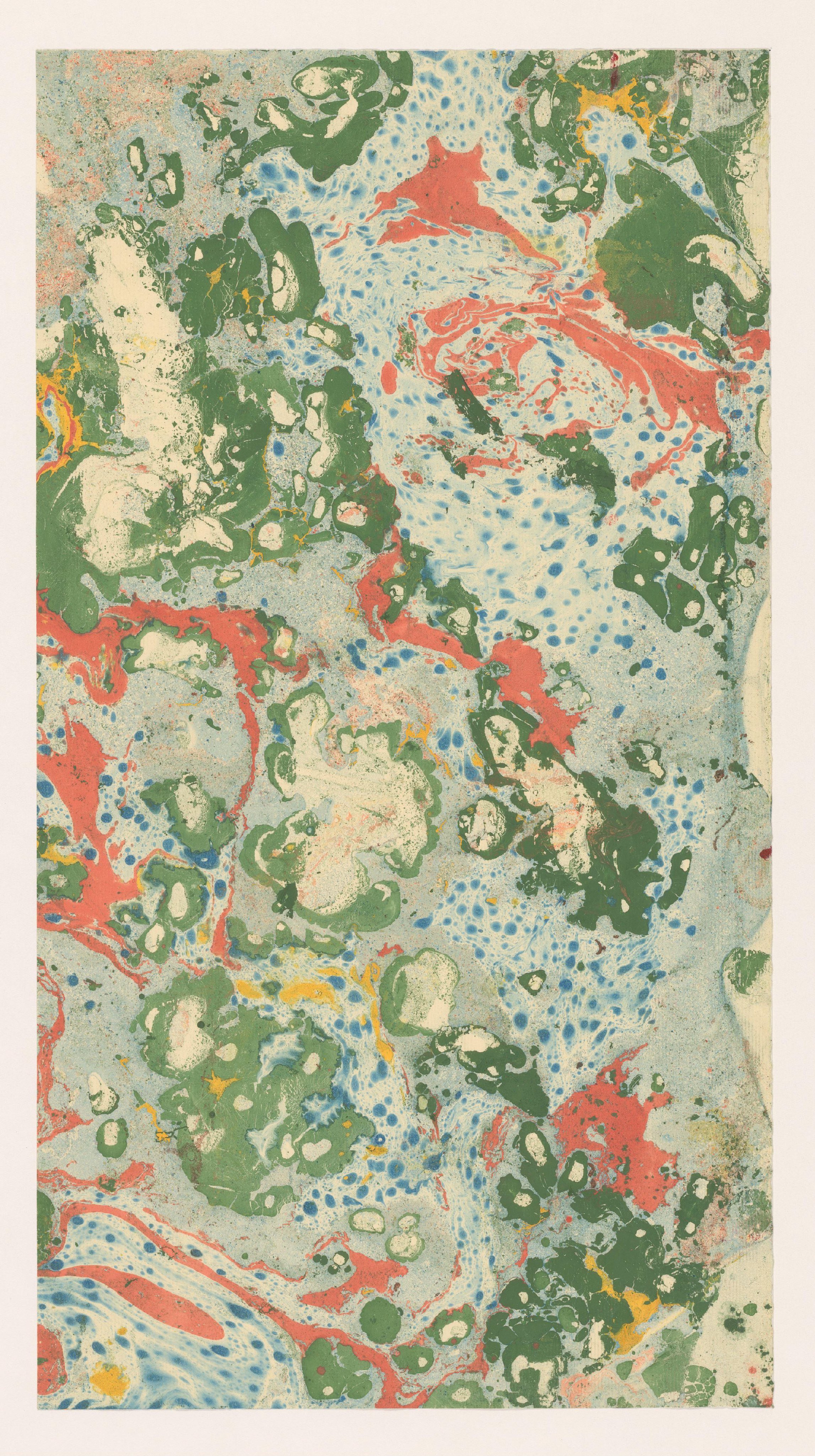 Kiezelmarmer in groen, oranje, blauw en geel