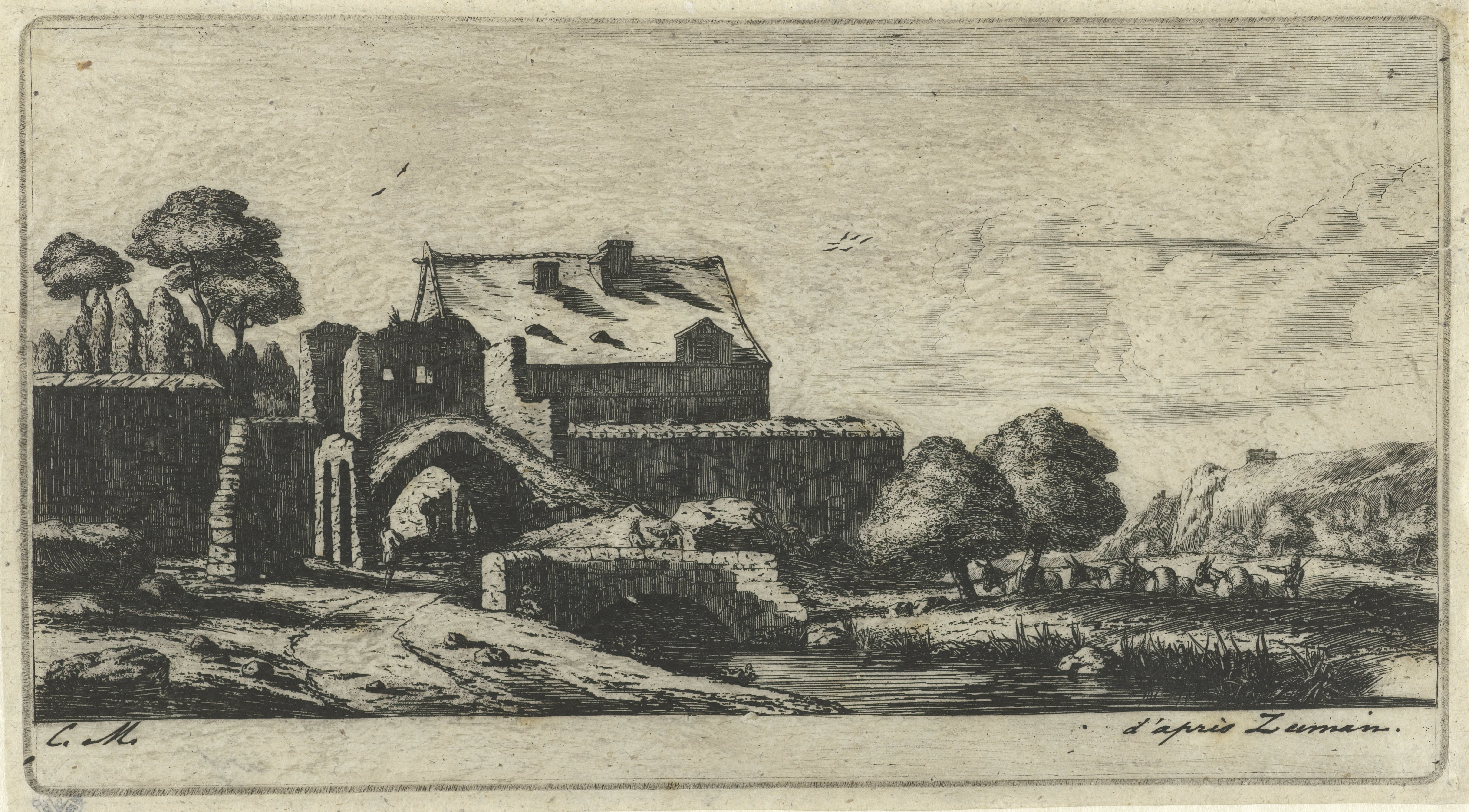 Watermolen aan rivier in omgeving van Saint-Denis