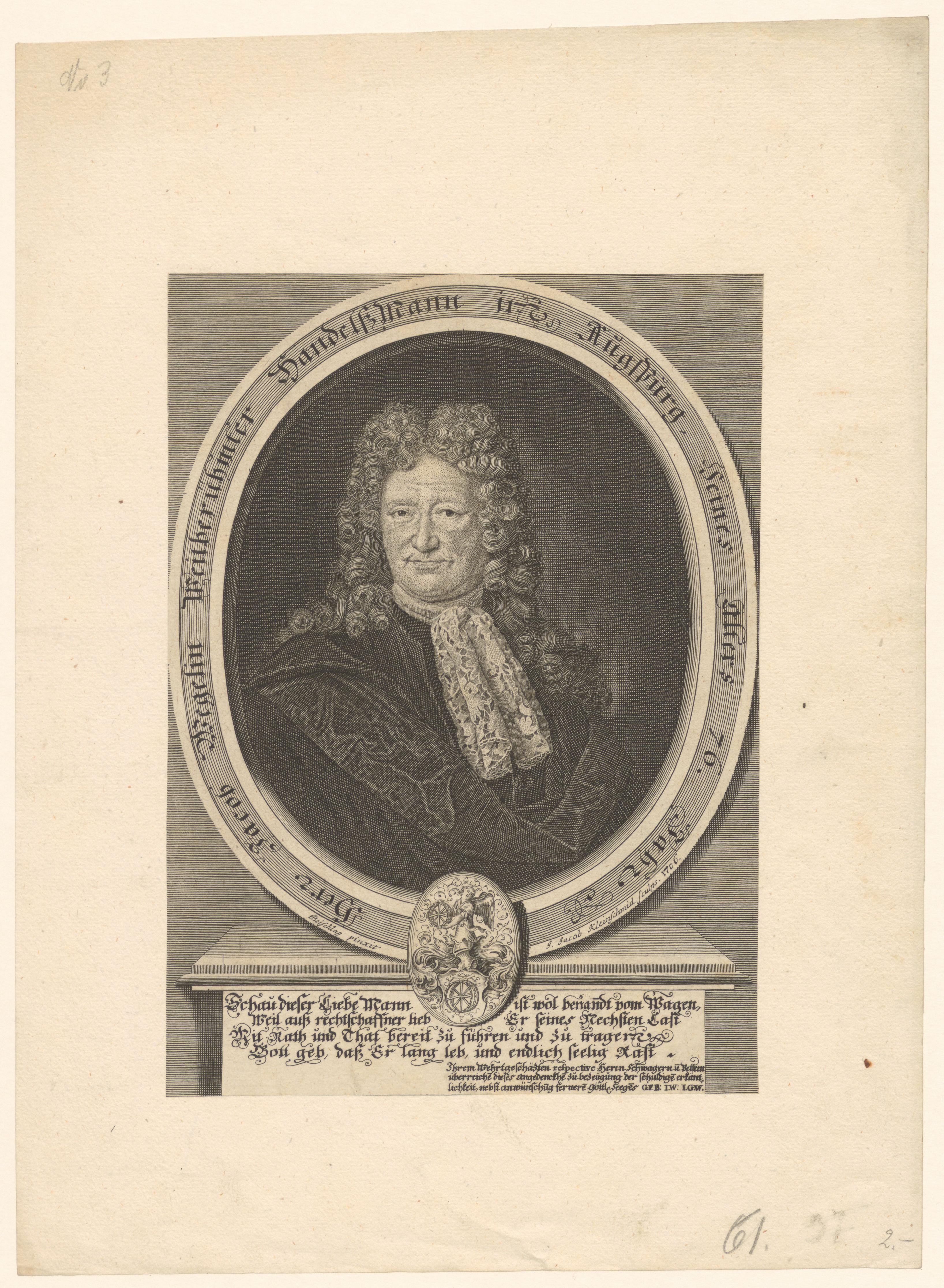 Portret van Jacob Wegelin op 76-jarige leeftijd