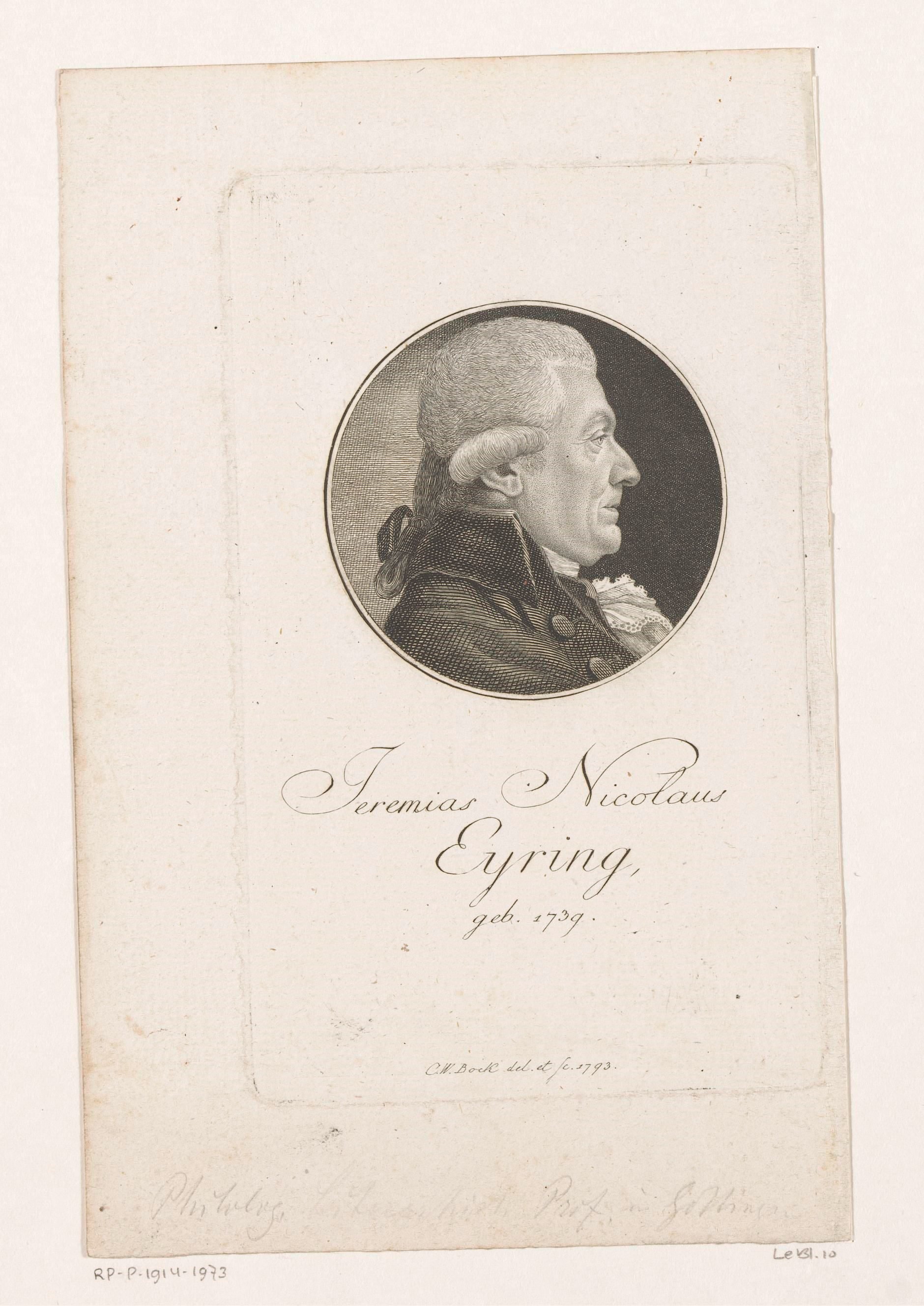 Portret van Jeremias Nicolaus Eyring