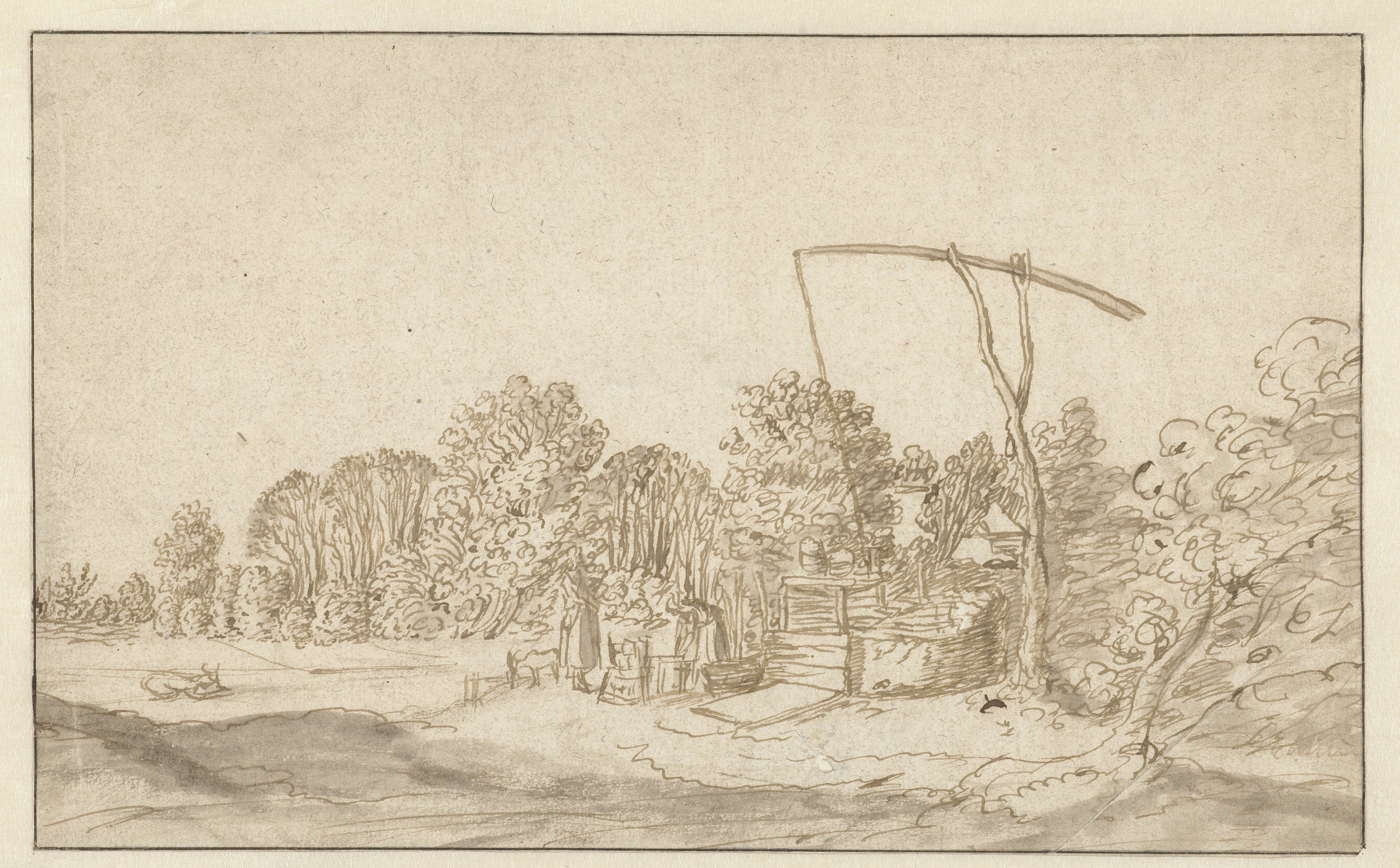 Landschap met een waterput