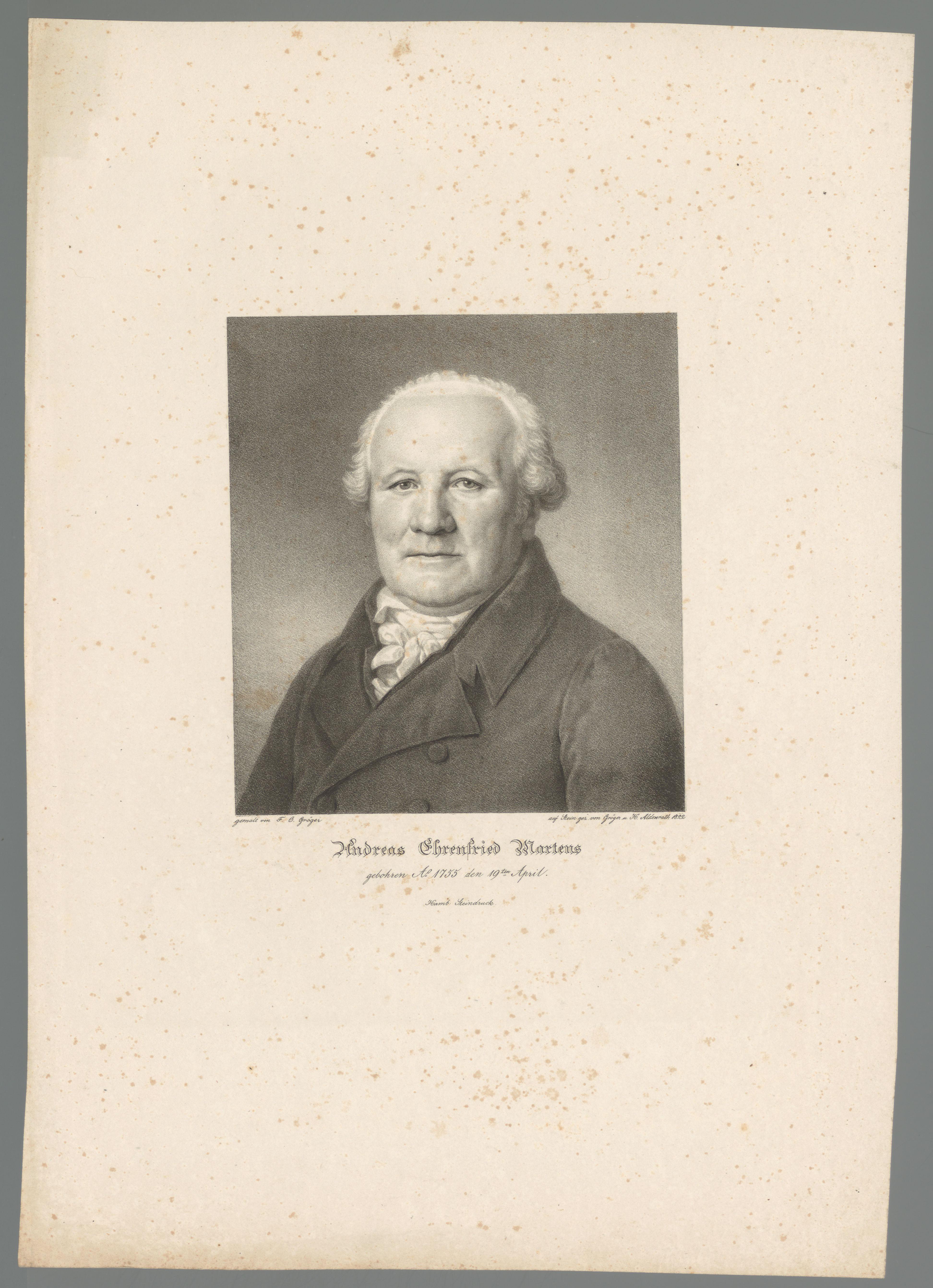 Portret van Andreas Ehrenfried Martens