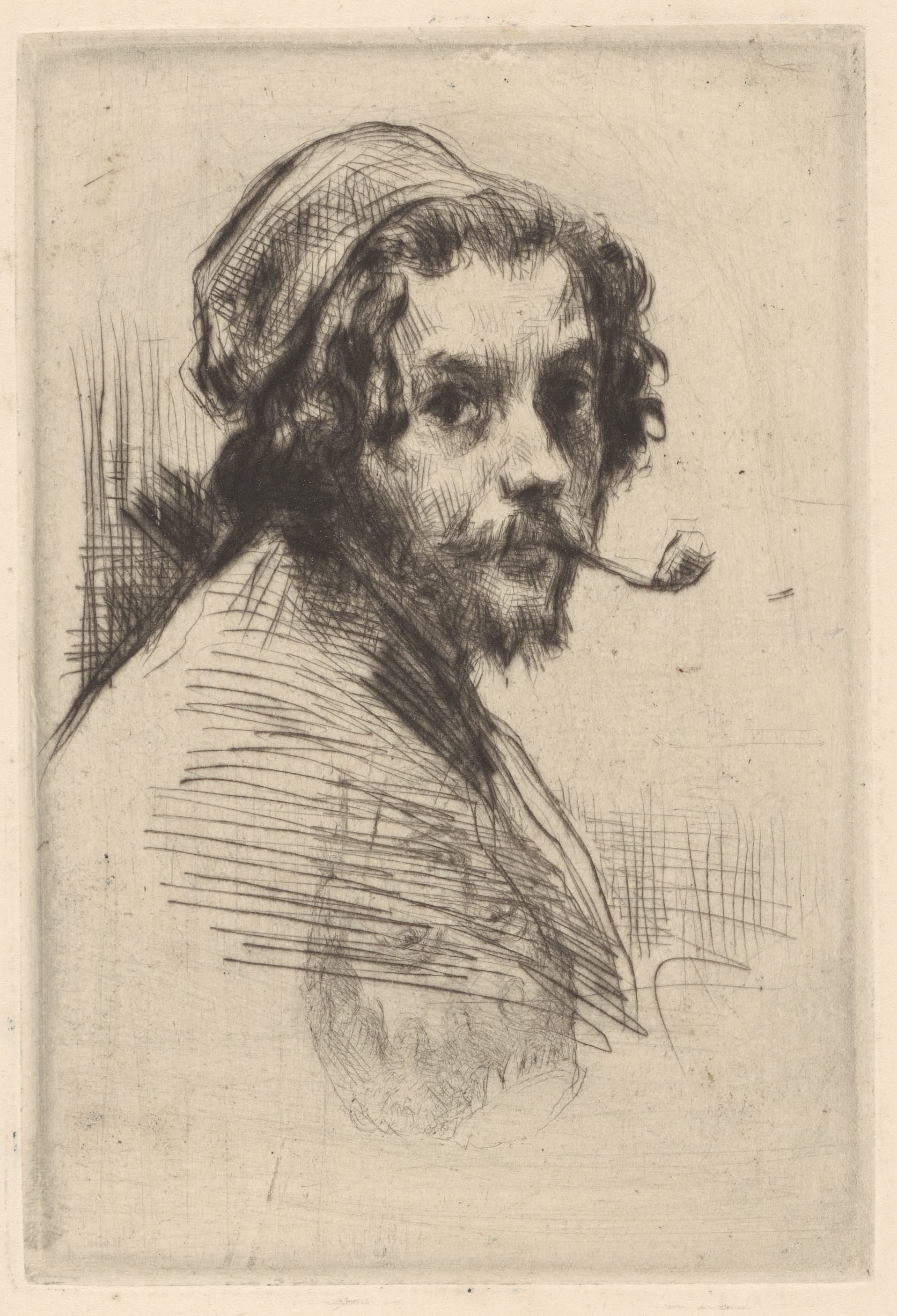 Zelfportret van Marcellin Gilbert Desboutin met pijp
