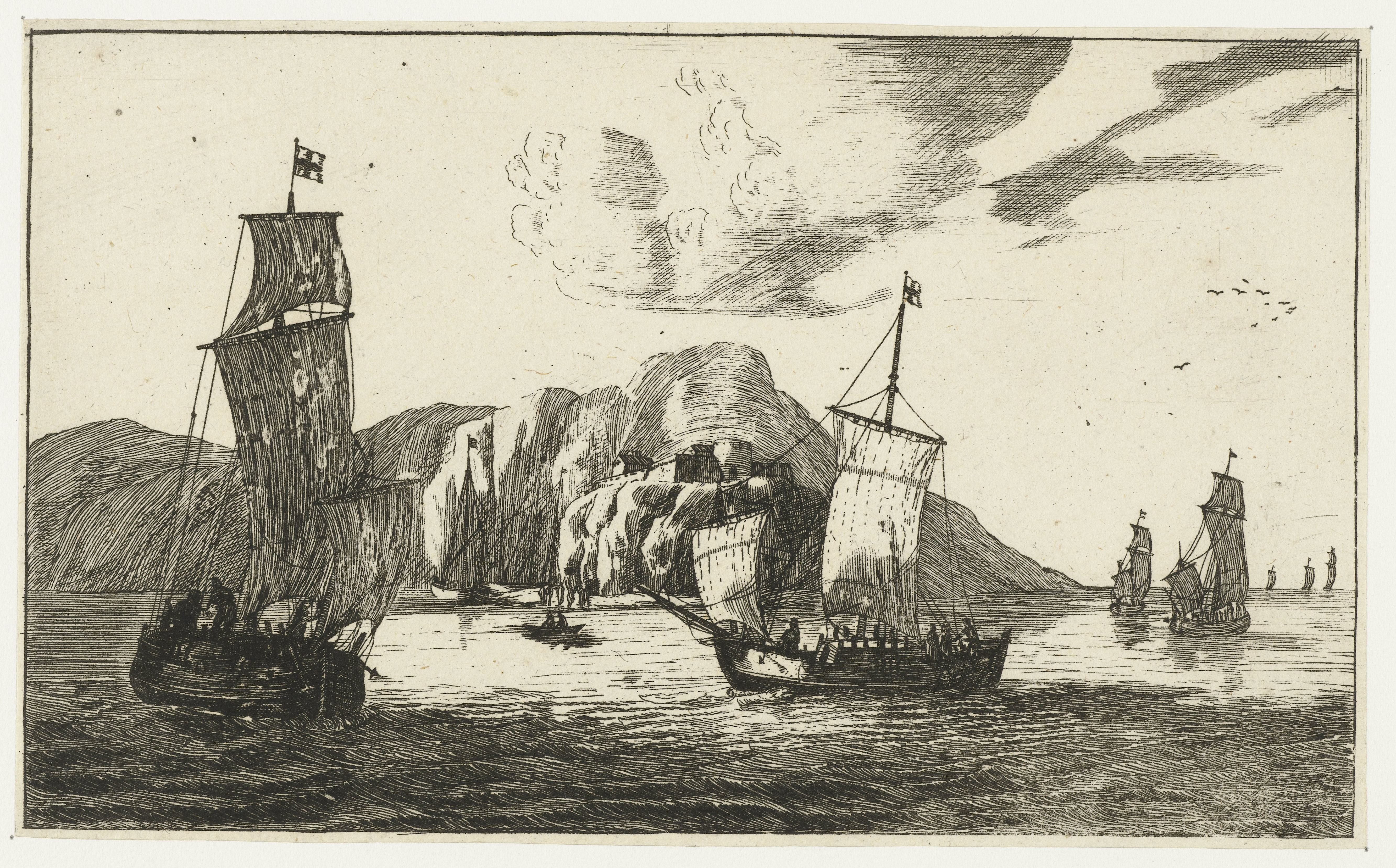 Vissersboten in een baai