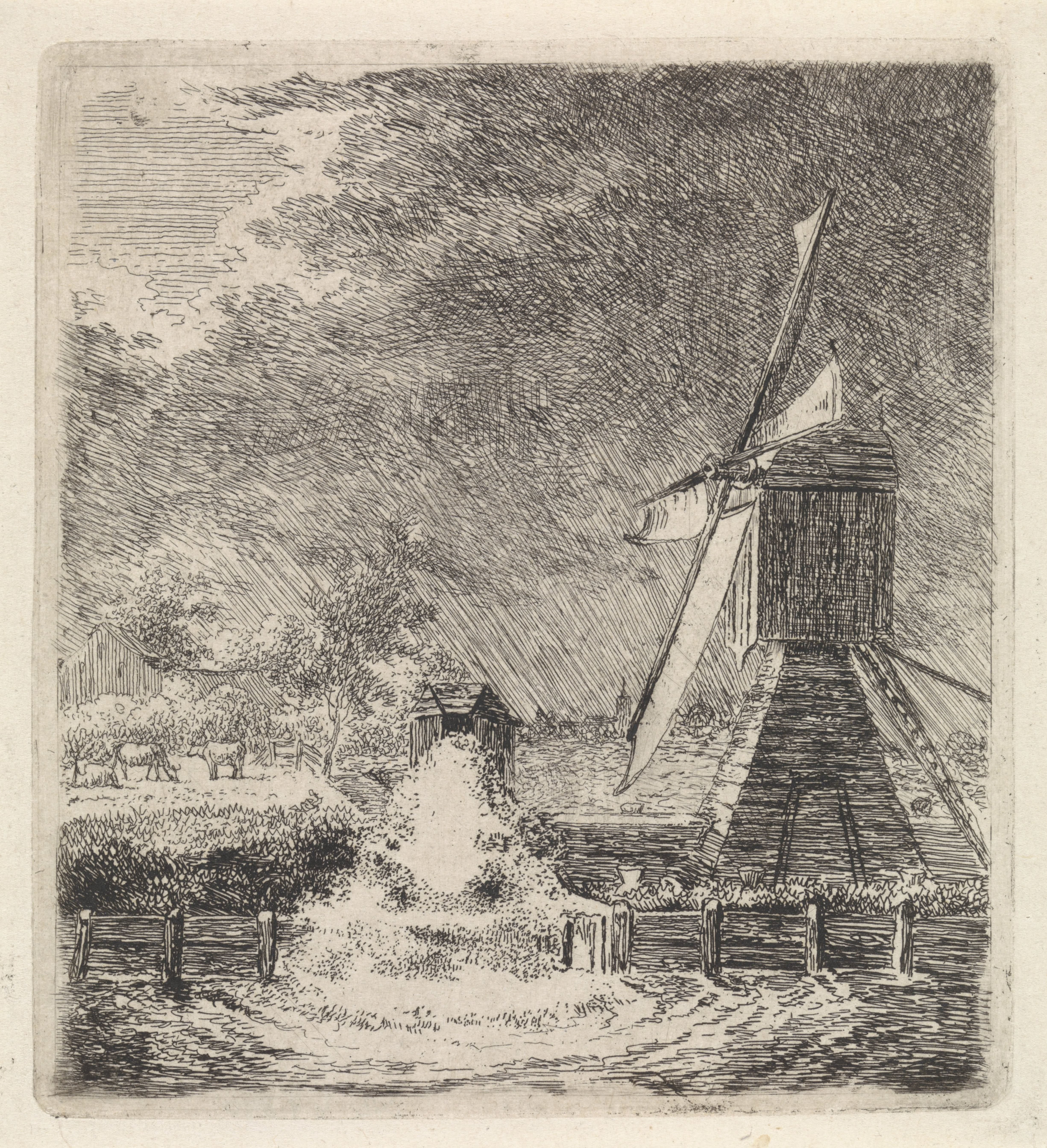 Landschap met watermolen