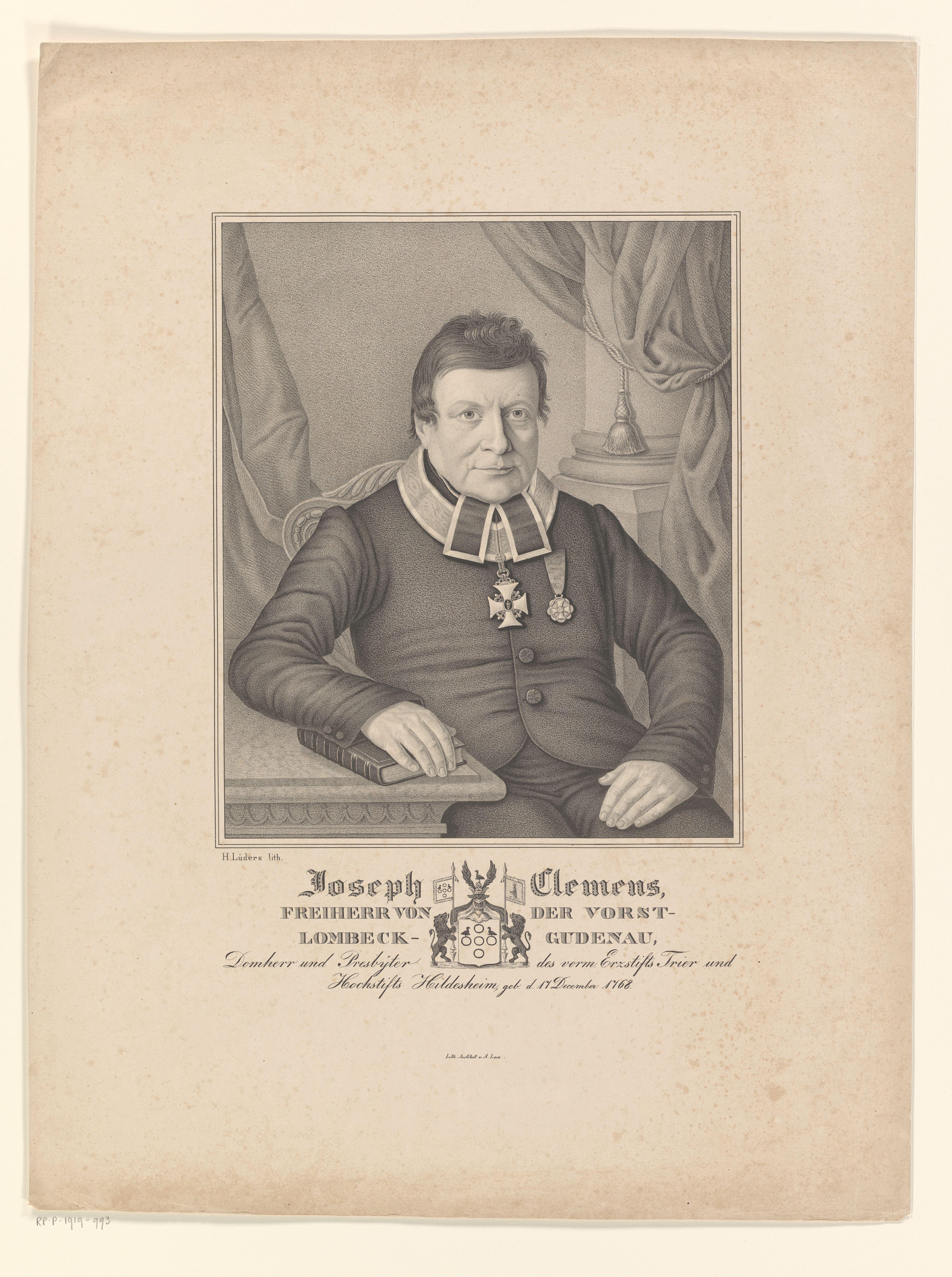 Portret van Joseph Clemens Lombeck-Gudenau