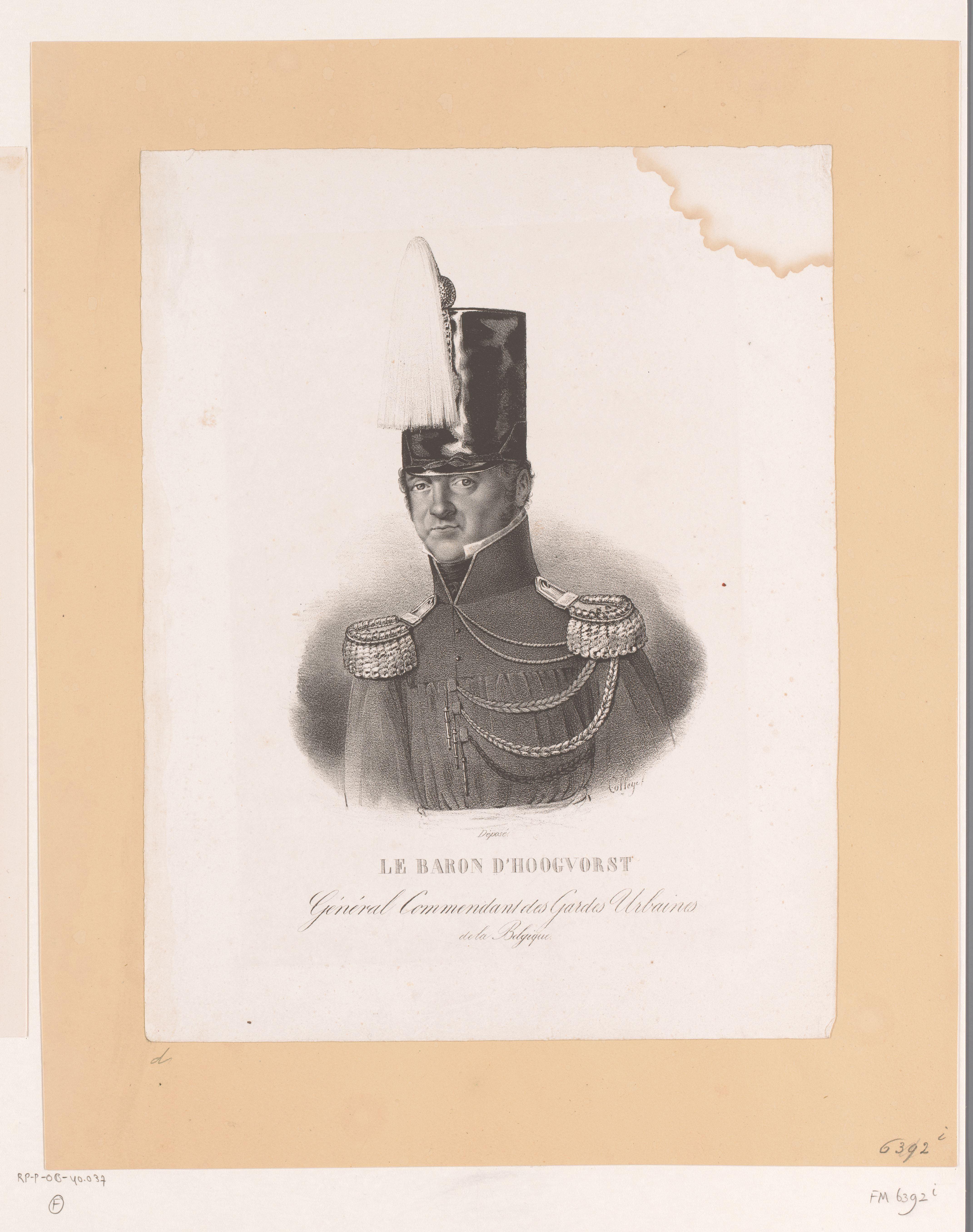 Portret van de Baron Hoogvorst, 1830