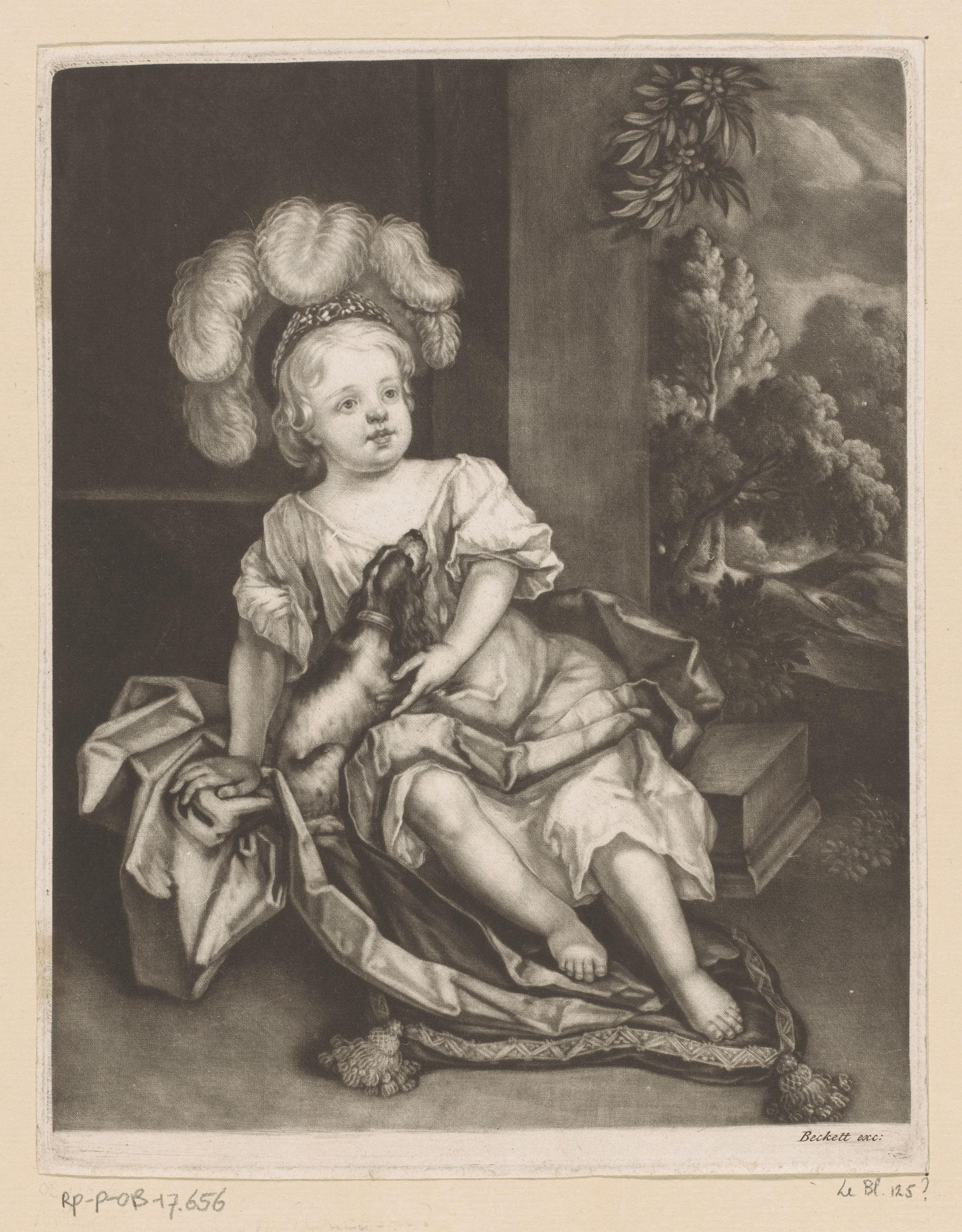 Portret van kind met hond, mogelijk Willem, hertog van Gloucester