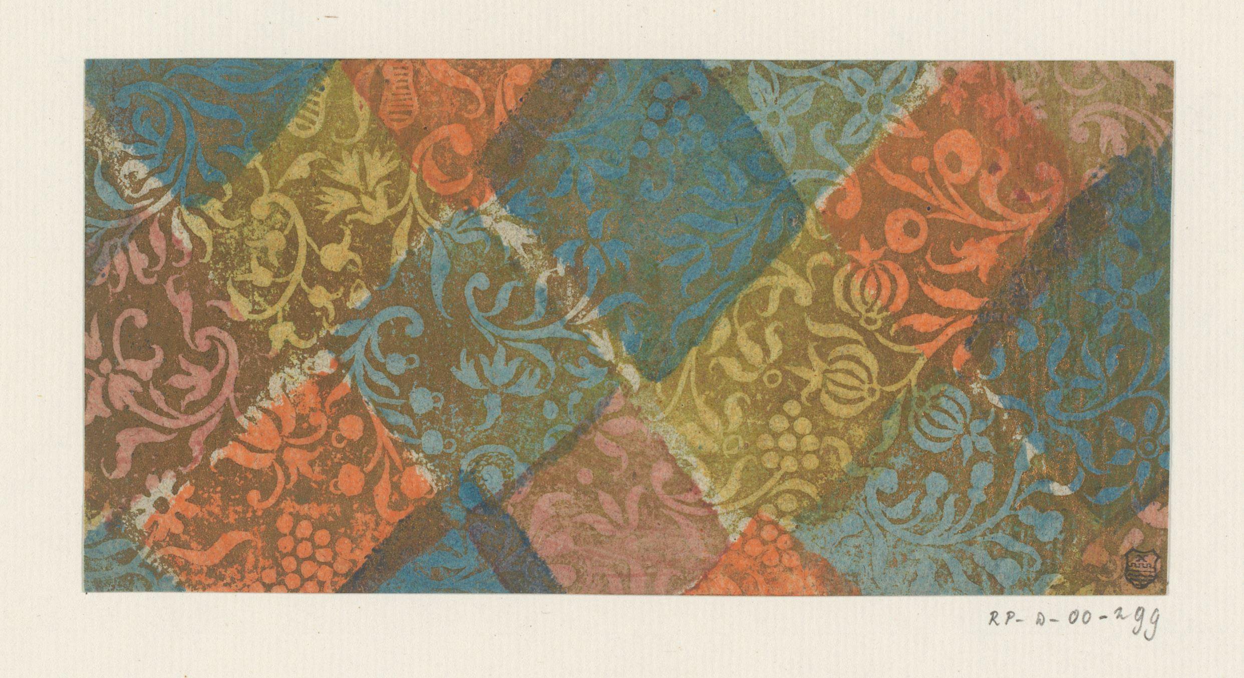 Blad met bloemen en vruchten