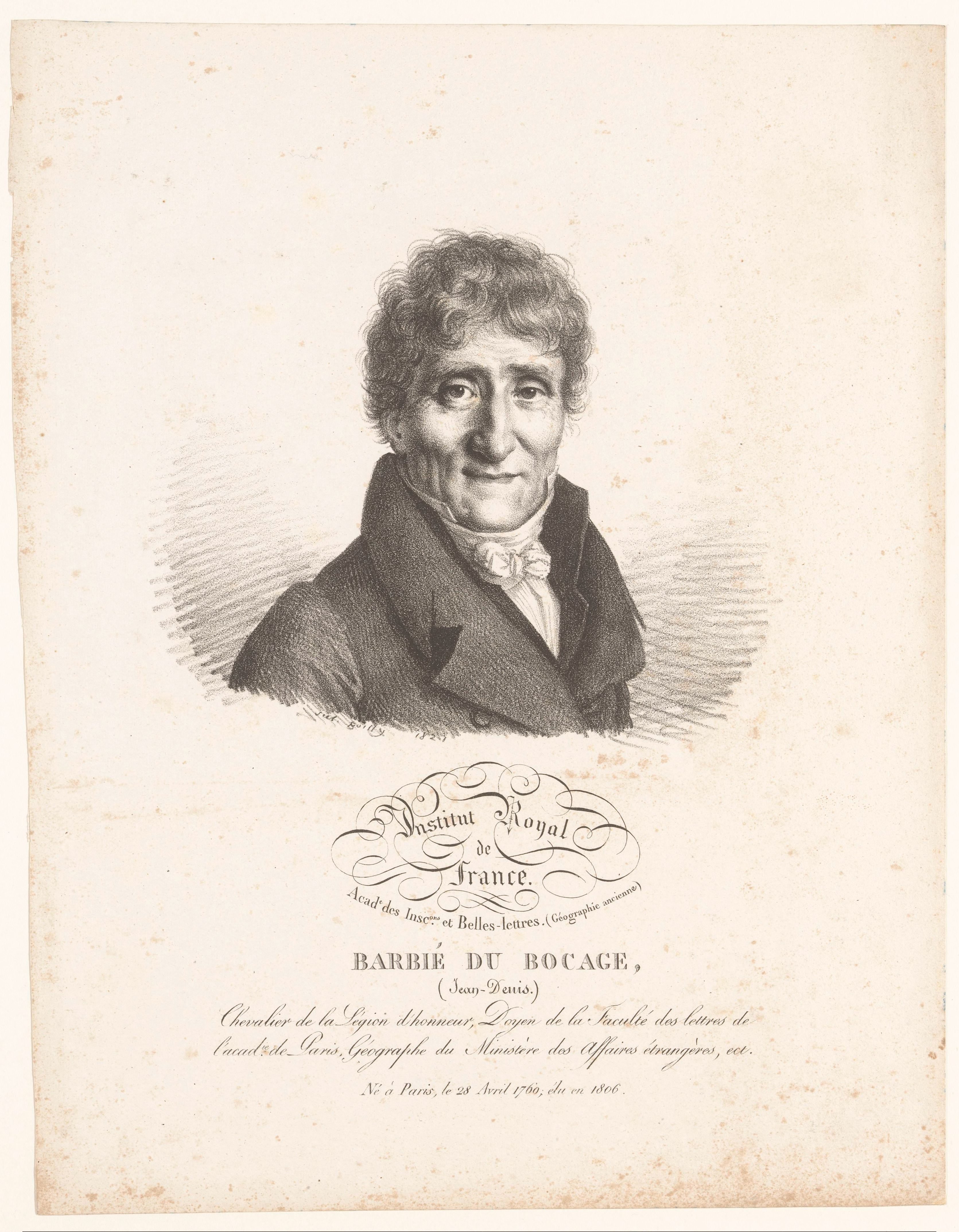 Portret van de geograaf Jean-Denis Barbié du Bocage