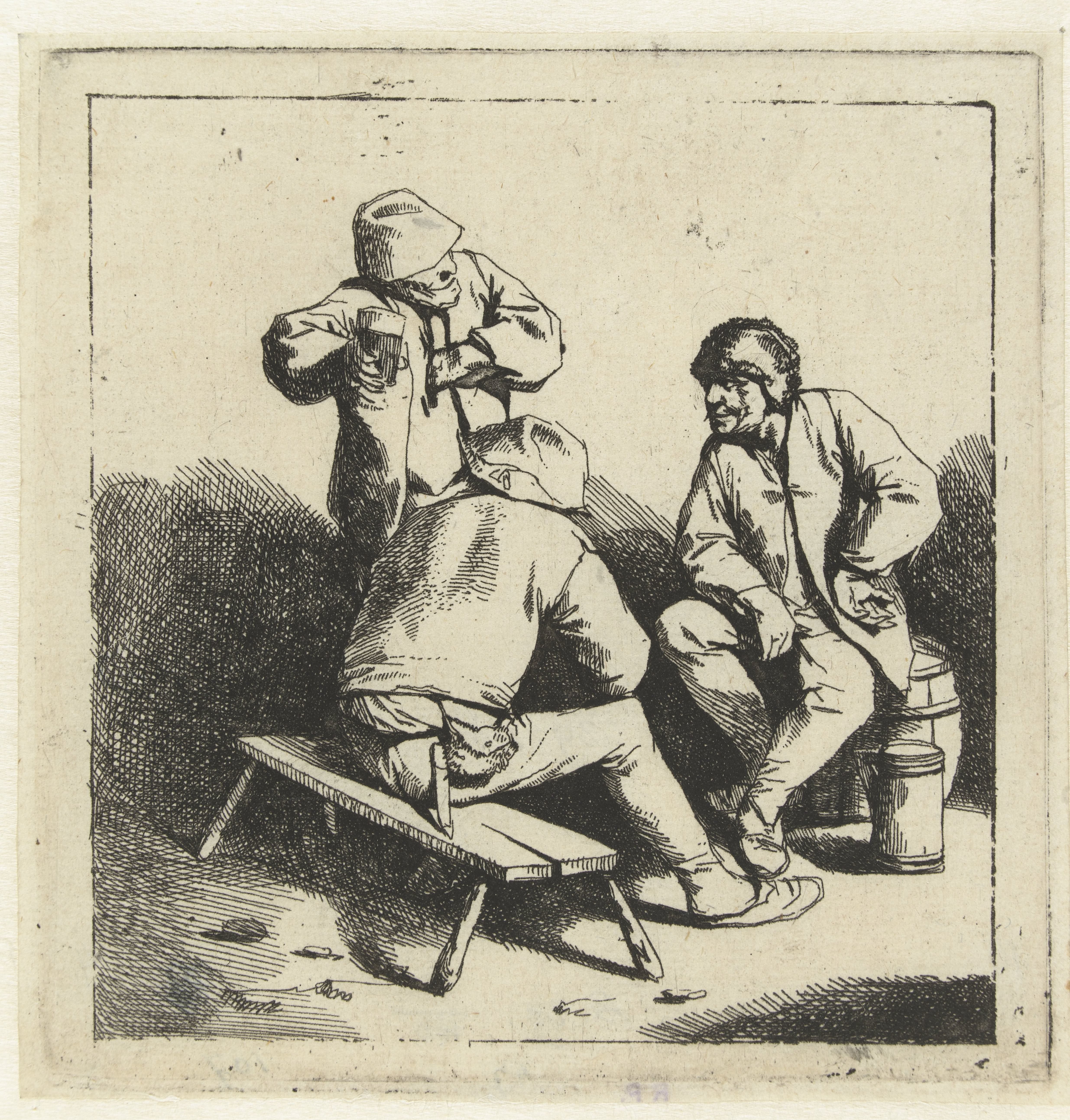Drie drinkende mannen