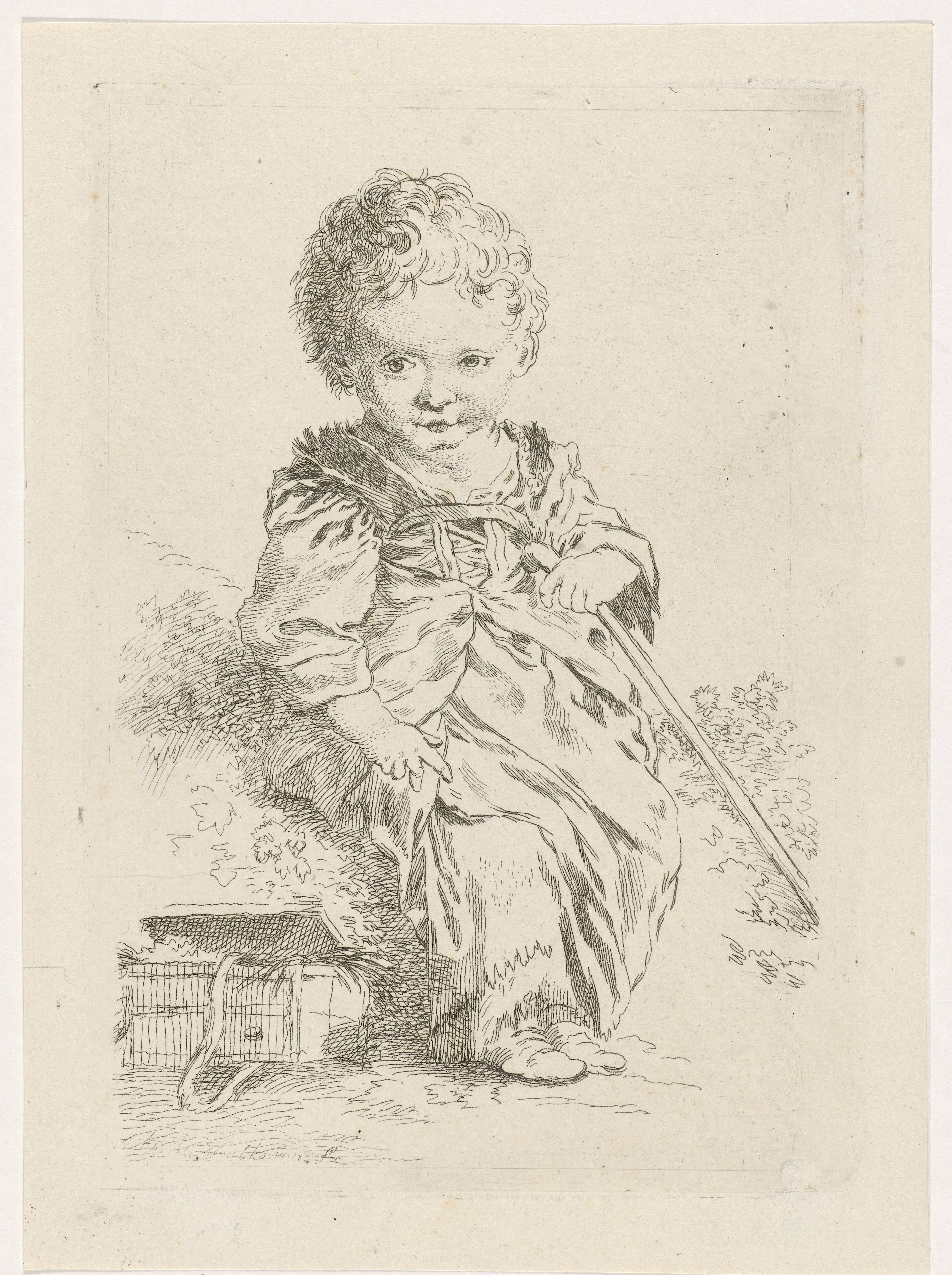 Jongetje met wandelstok
