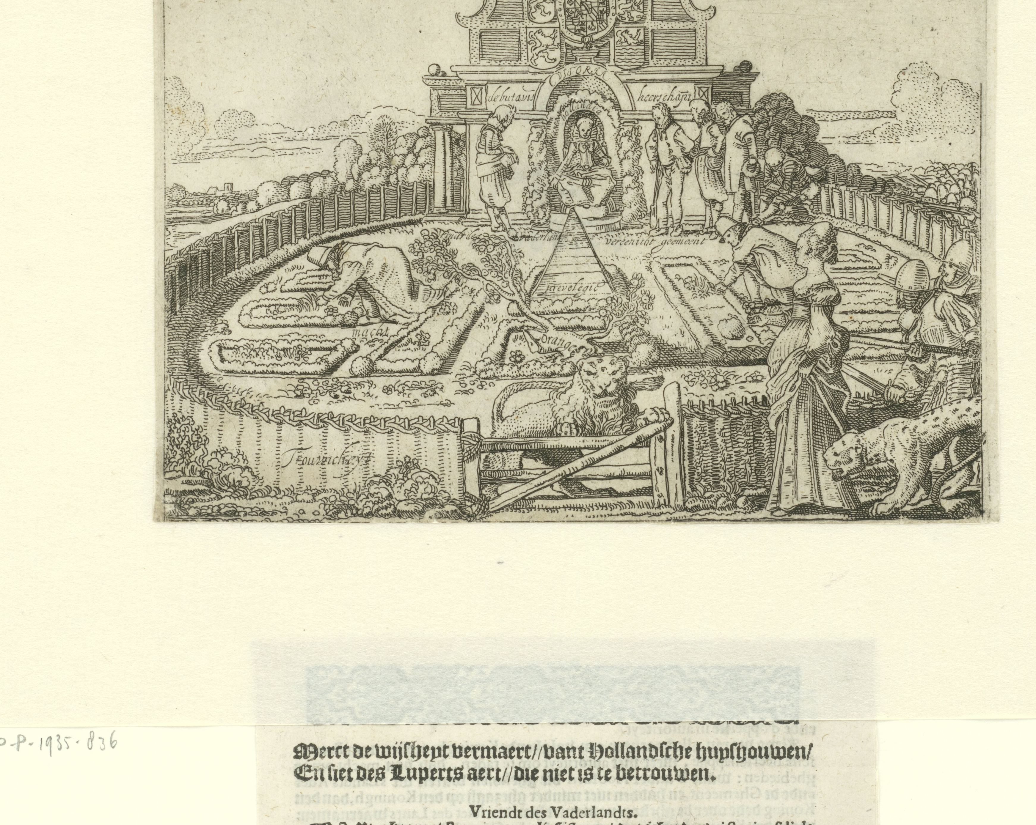 Allegorie op de onbetrouwbaarheid van Spanje en de vrijheid en welstand van de Zeven Provinciën: de Hollandse Tuin