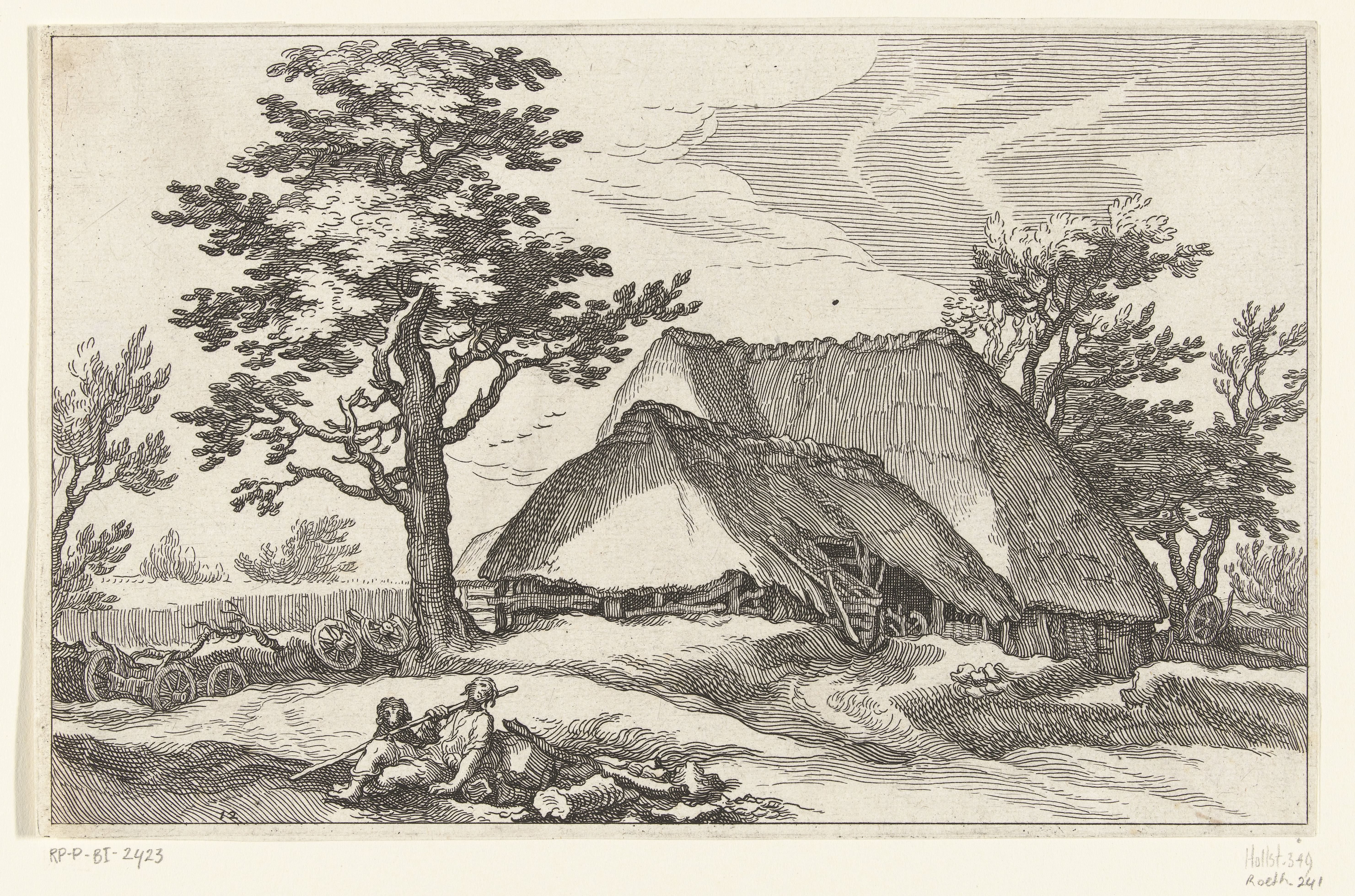 Boerderij en herder met schaap