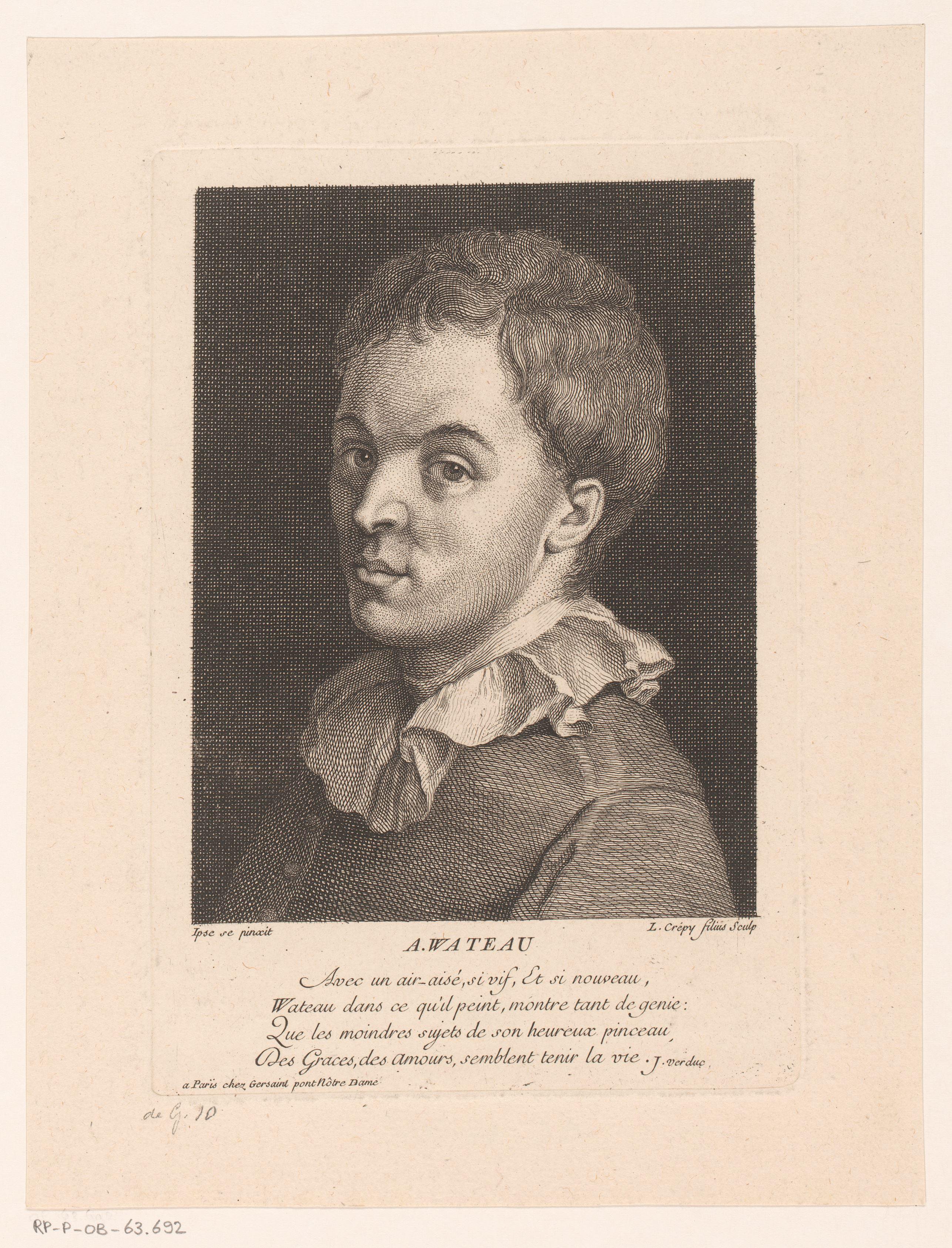Portret van Jean Antoine Watteau