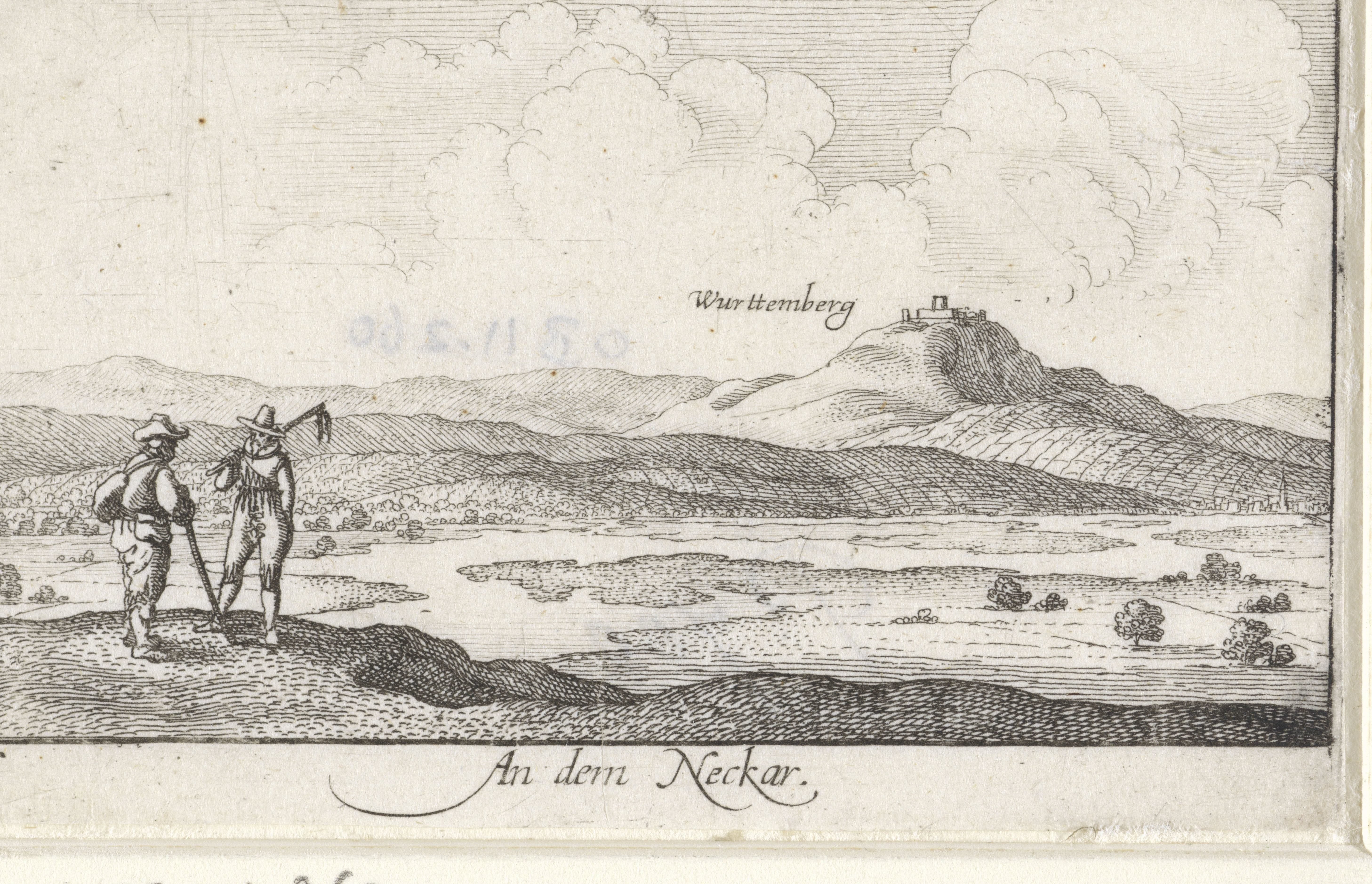 Gezicht op de rivier de Neckar nabij Württemberg