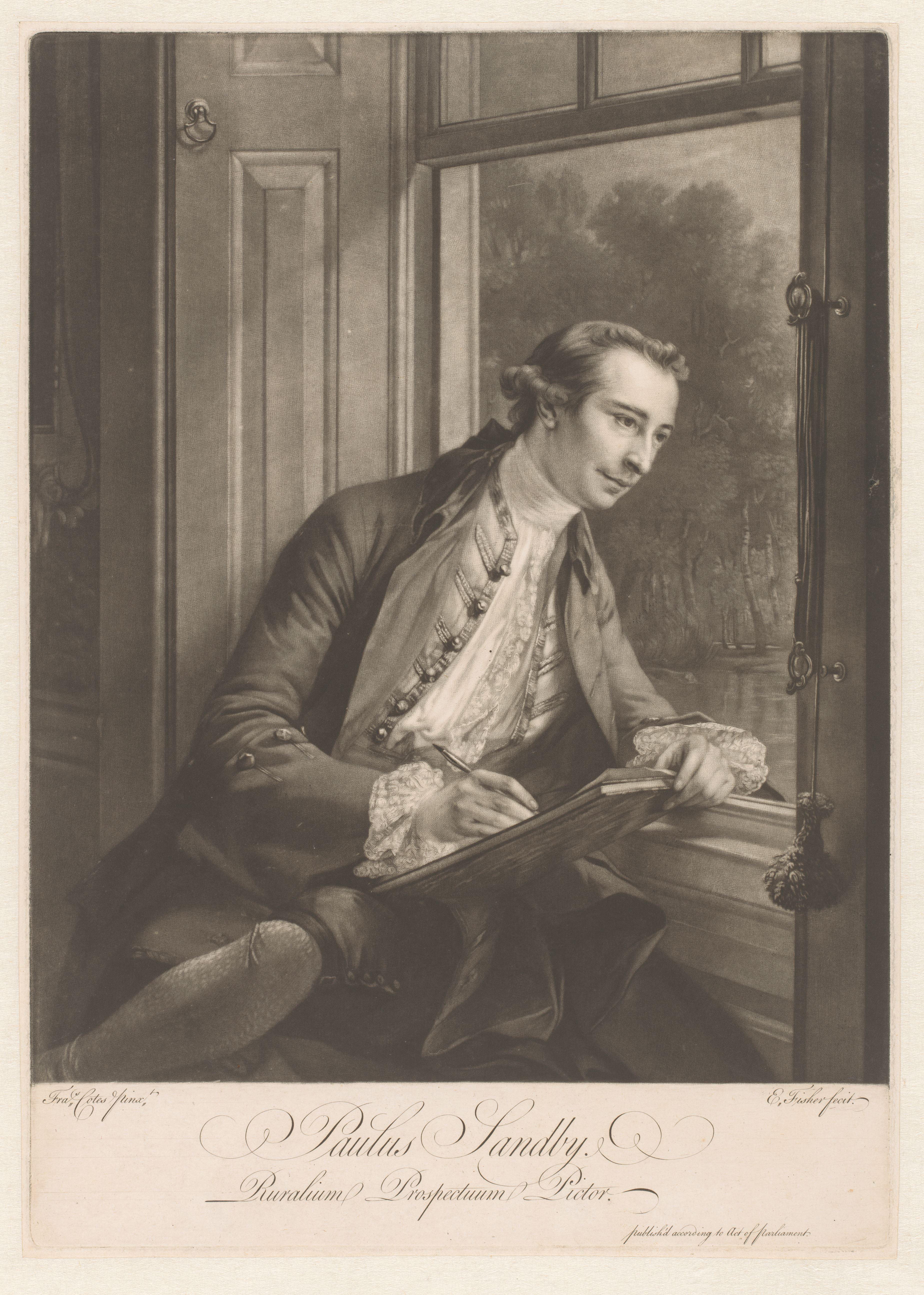 Portret van Paul Sandby, tekenend aan het venster