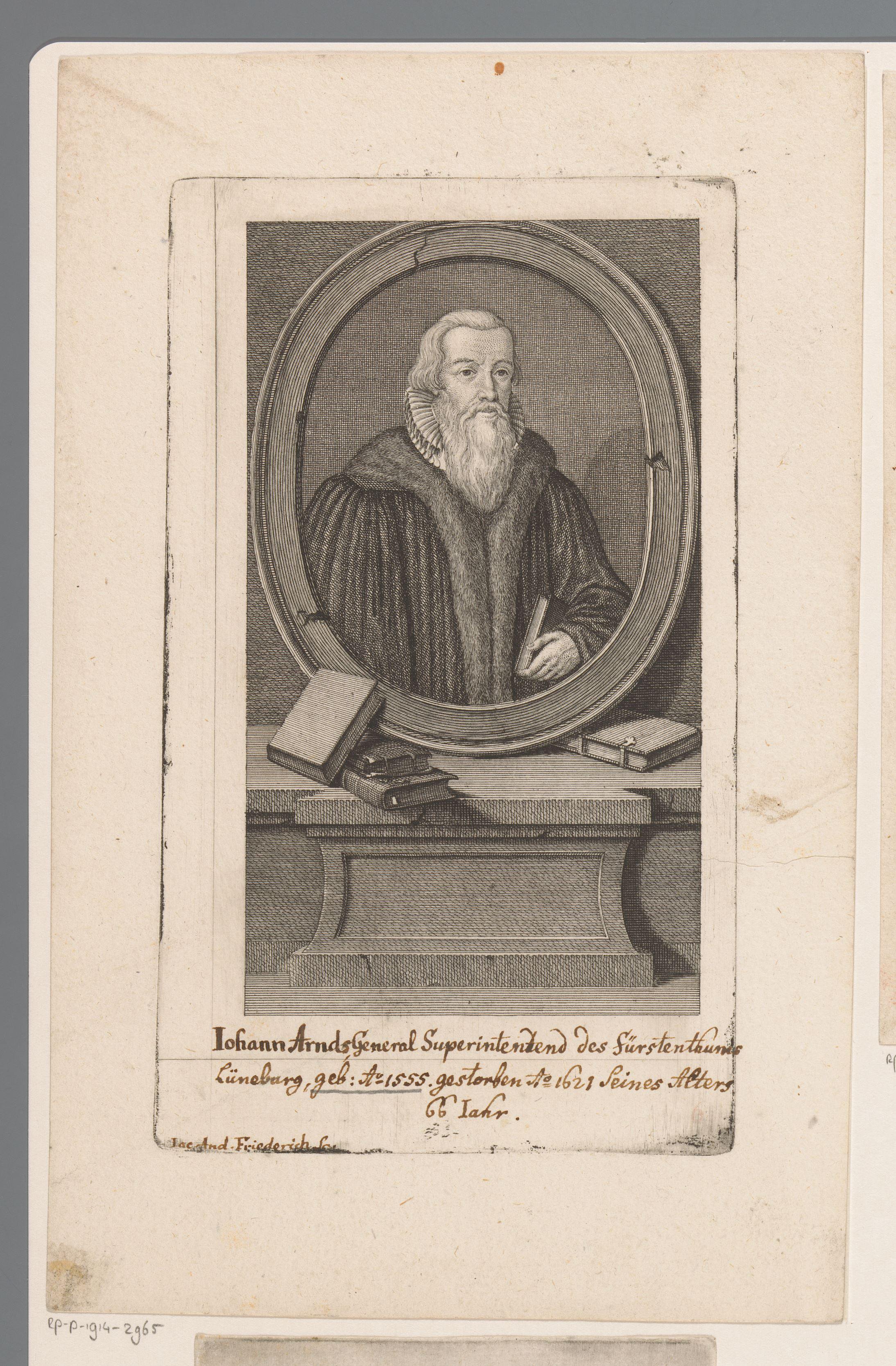 Portret van Johann Arndt op 66-jarige leeftijd