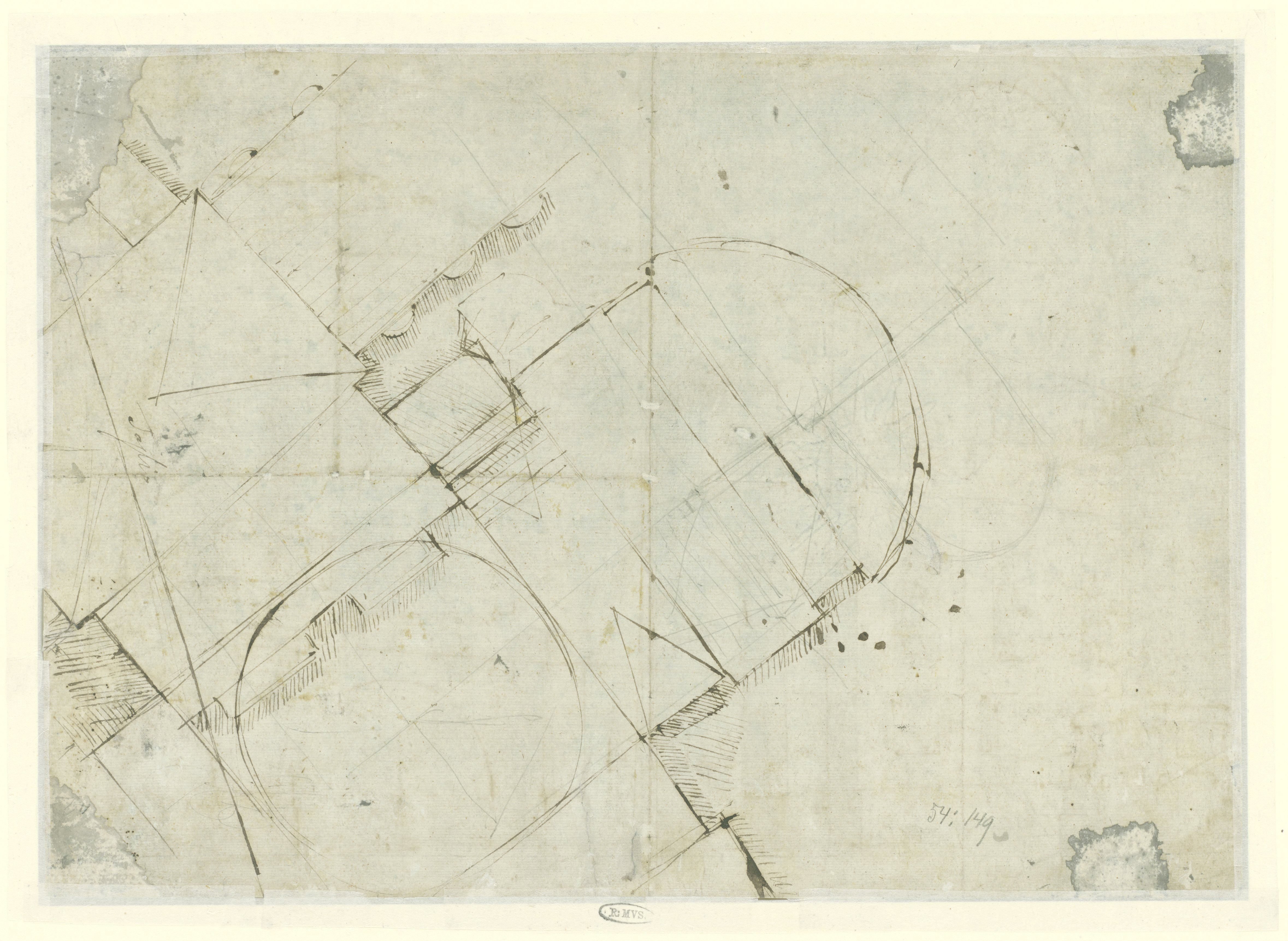 Schets van een plattegrond van een gebouw