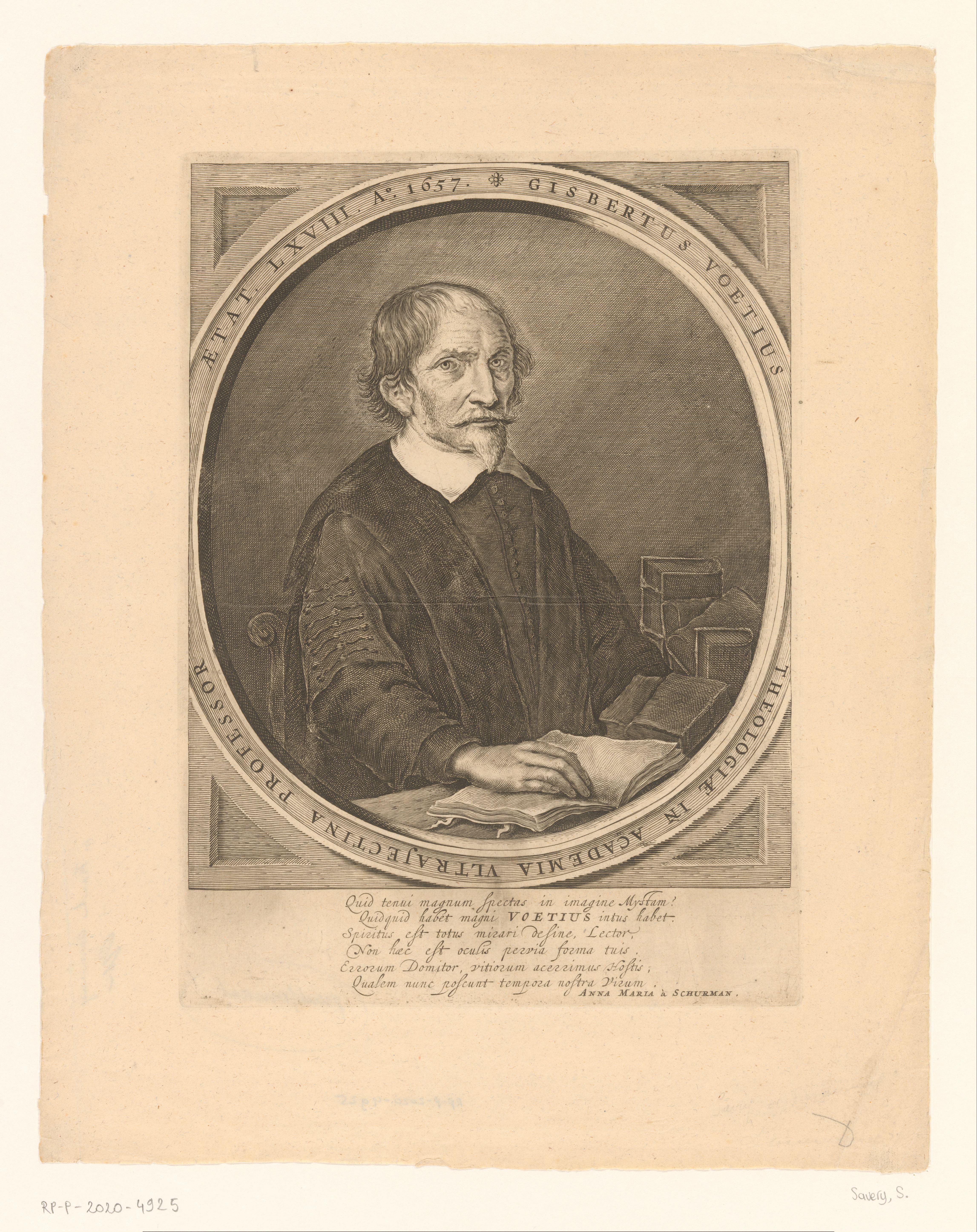 Portret van Gijsbert Voet op 68-jarige leeftijd