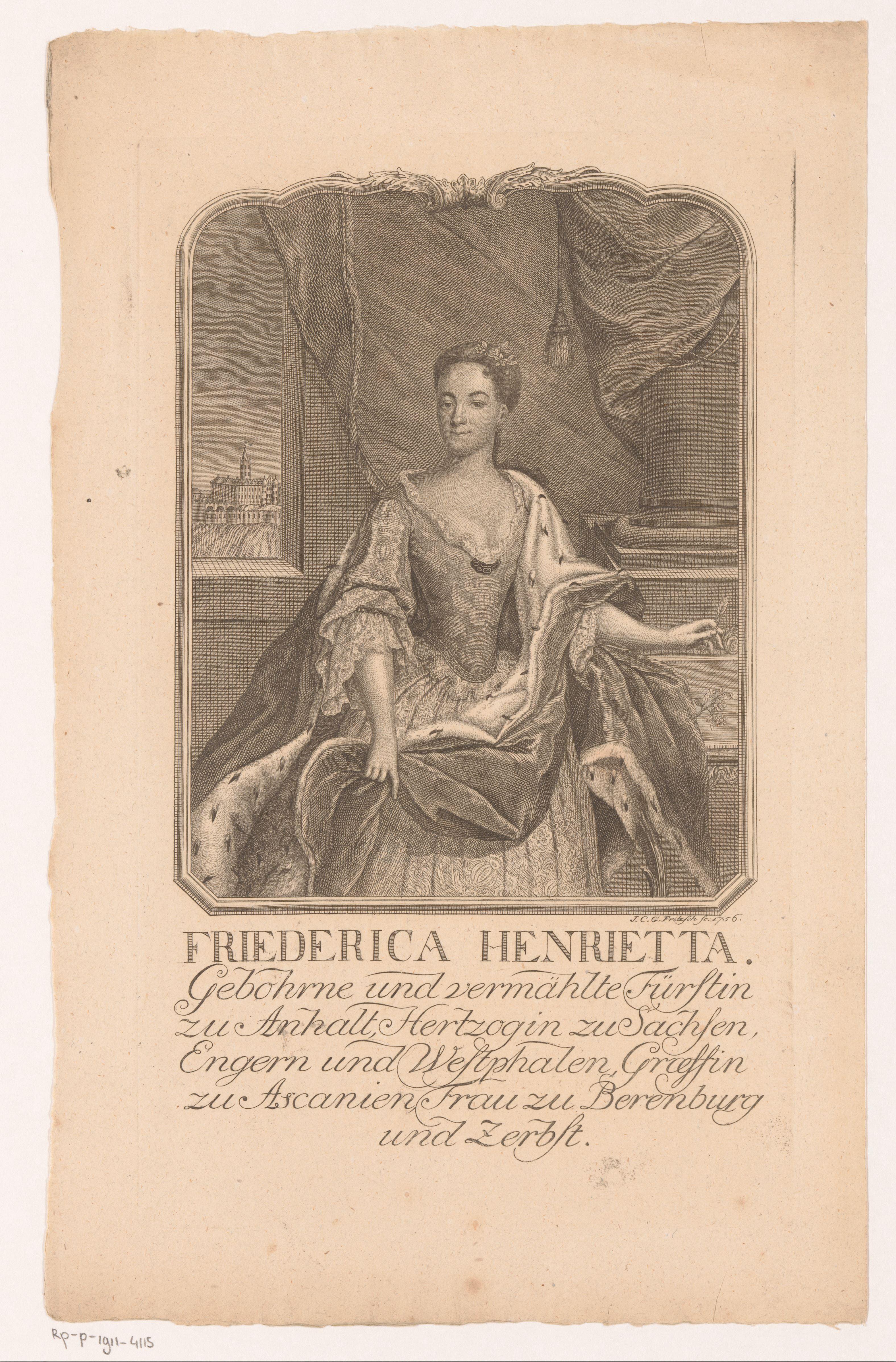 Portret van Friederike Henriette von Anhalt-Bernburg