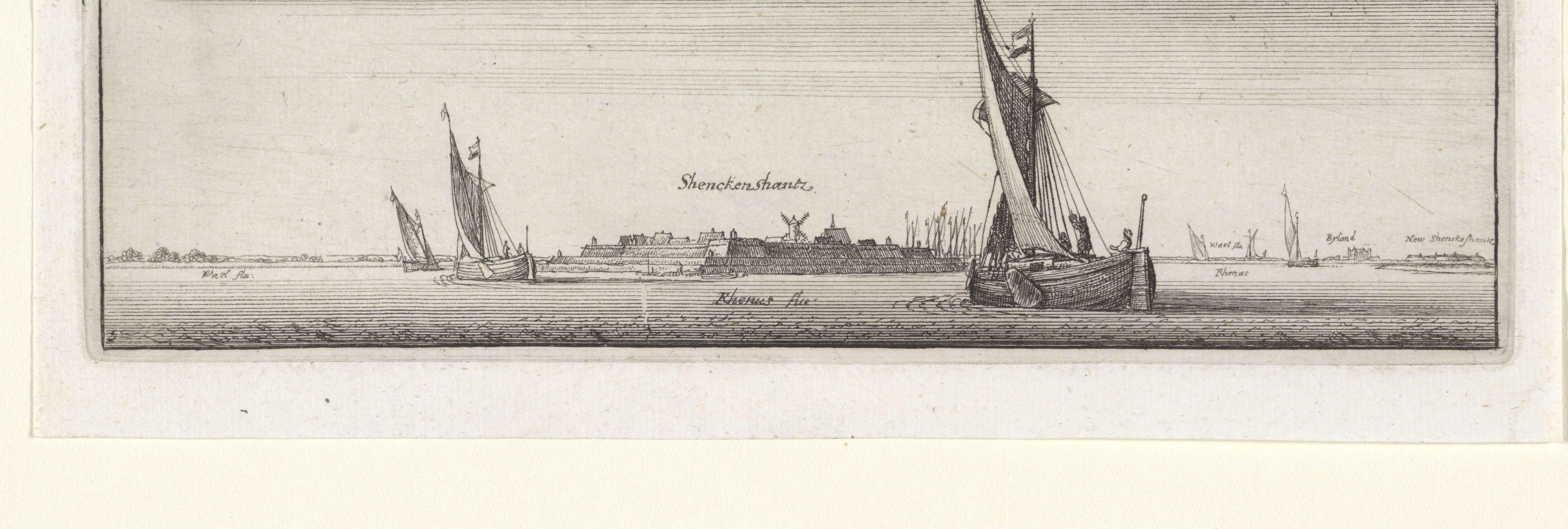Gezicht op Schenkenschanz aan de Rijn