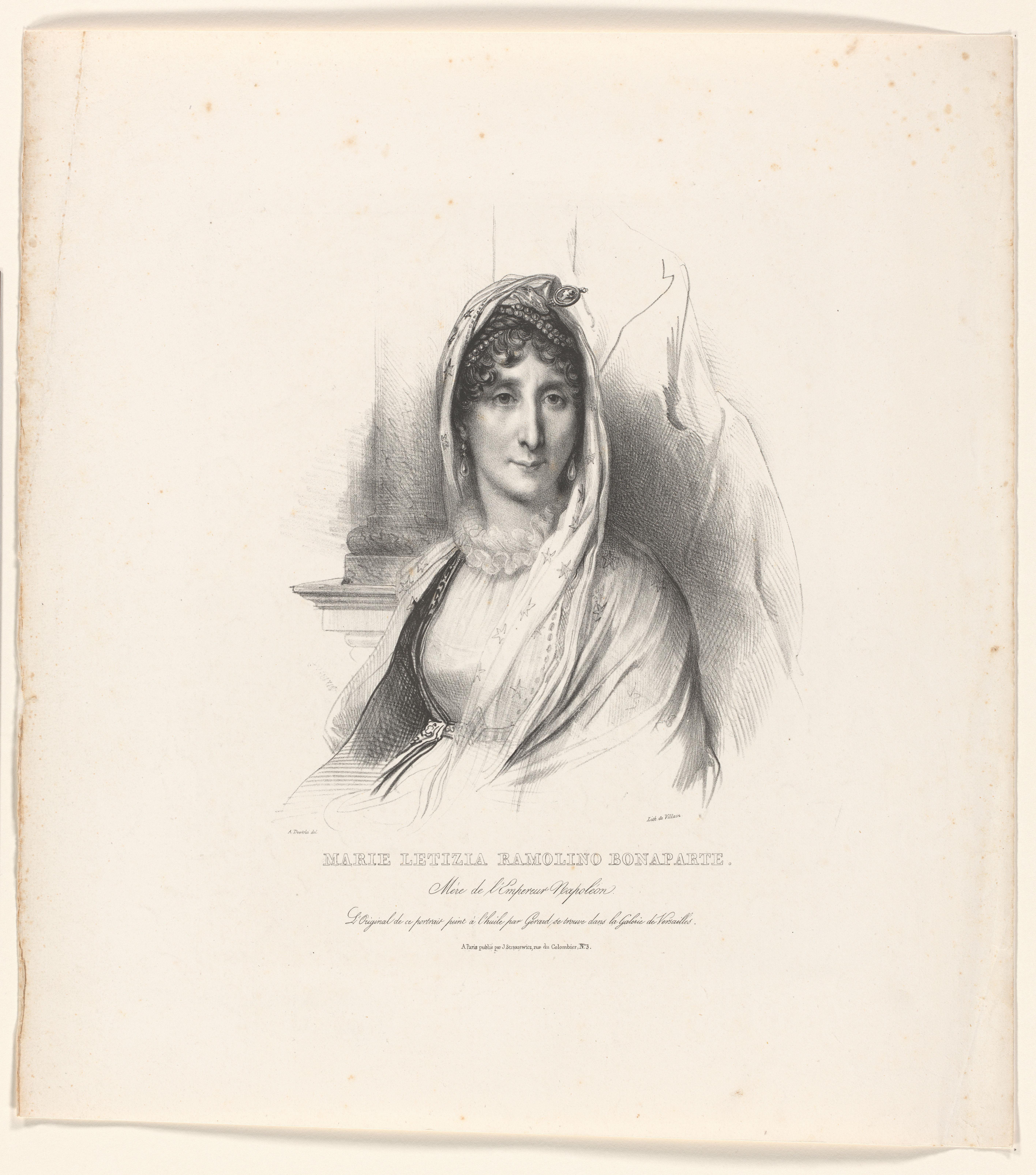 Portret van Maria Letizia Ramolino Bonaparte, moeder van Napoleon Bonaparte