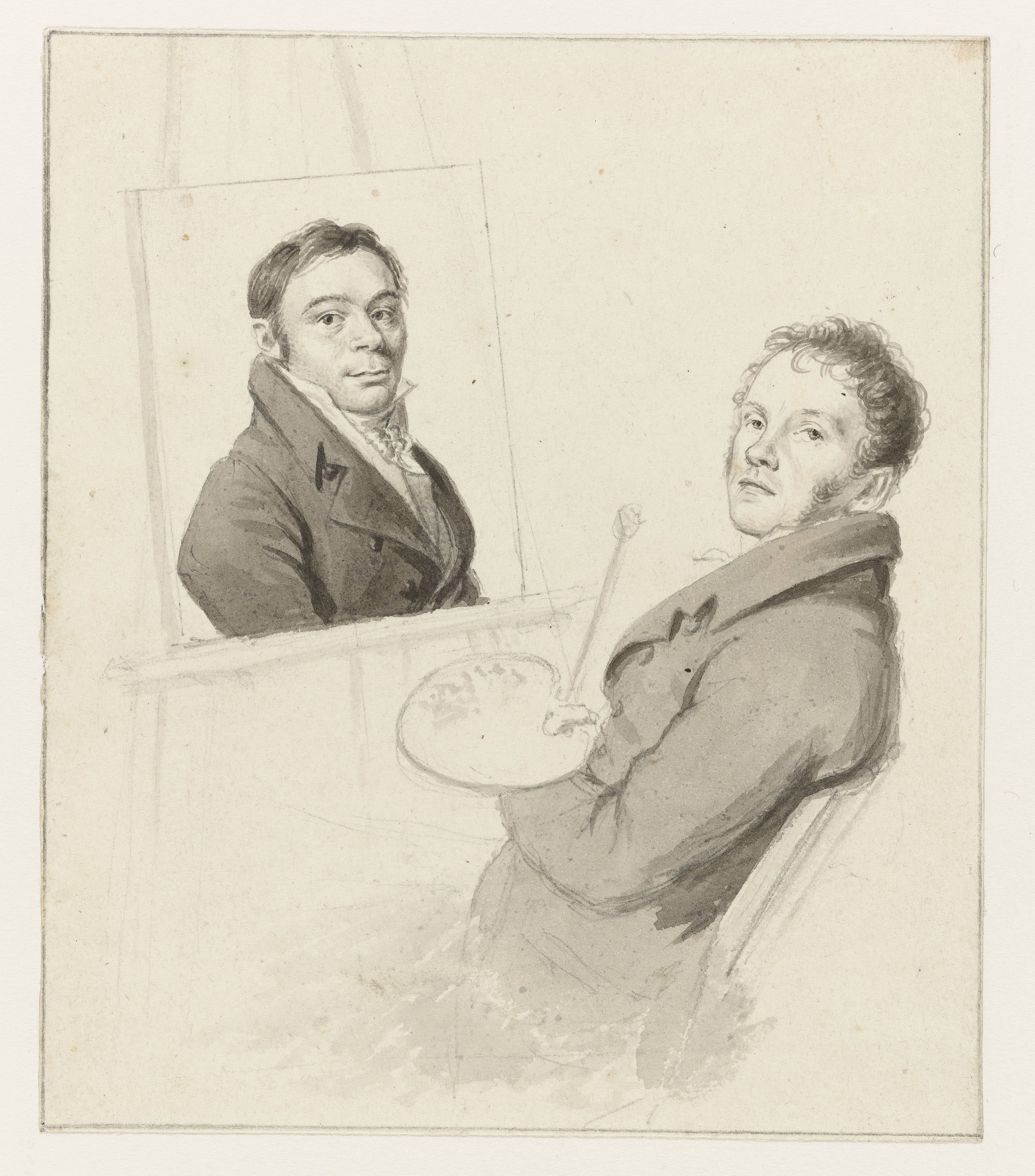 Portret van Christiaen Andriessen die een portret van Izaak Riewert Schmidt schildert