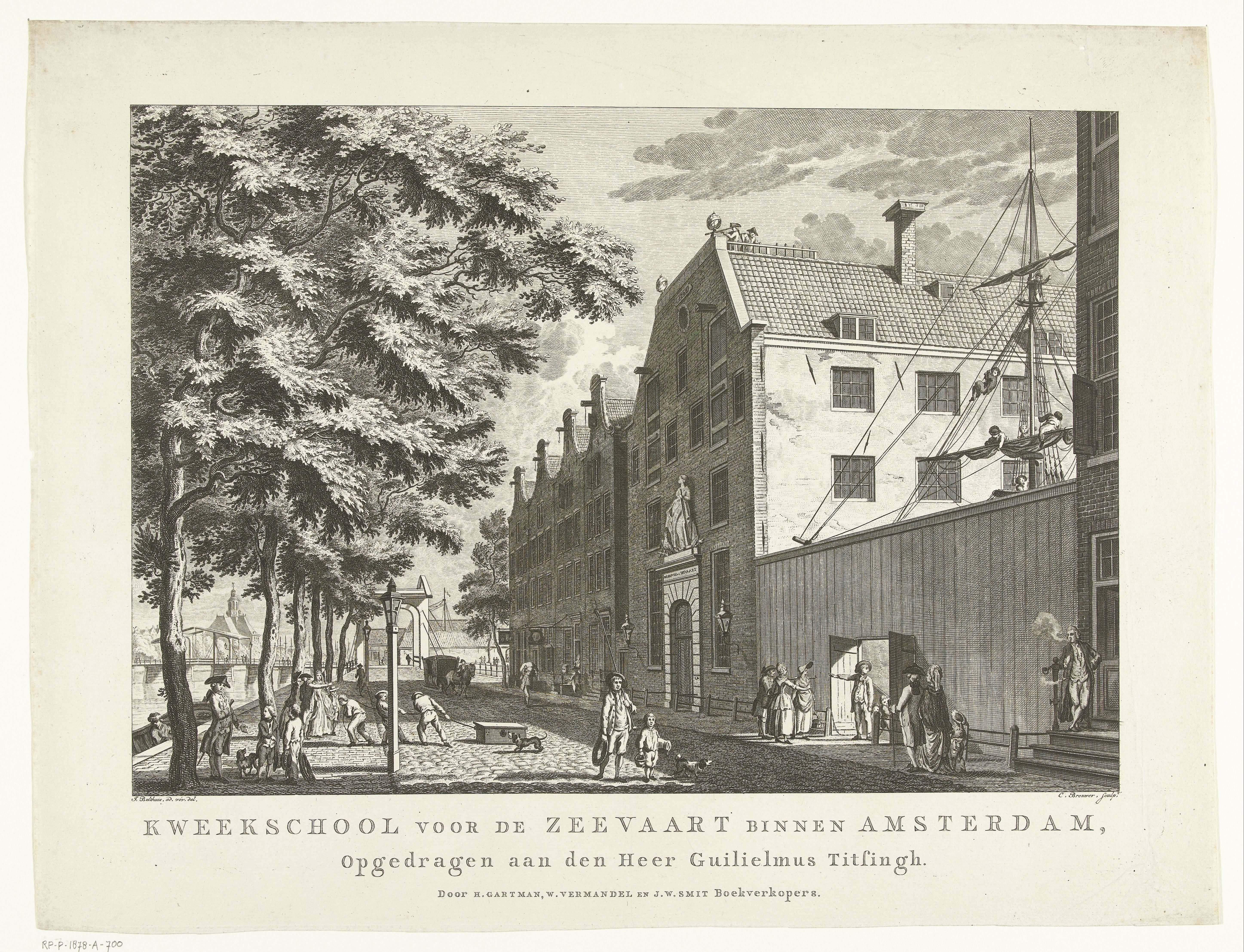 Gezicht op de Kweekschool voor de Zeevaart te Amsterdam