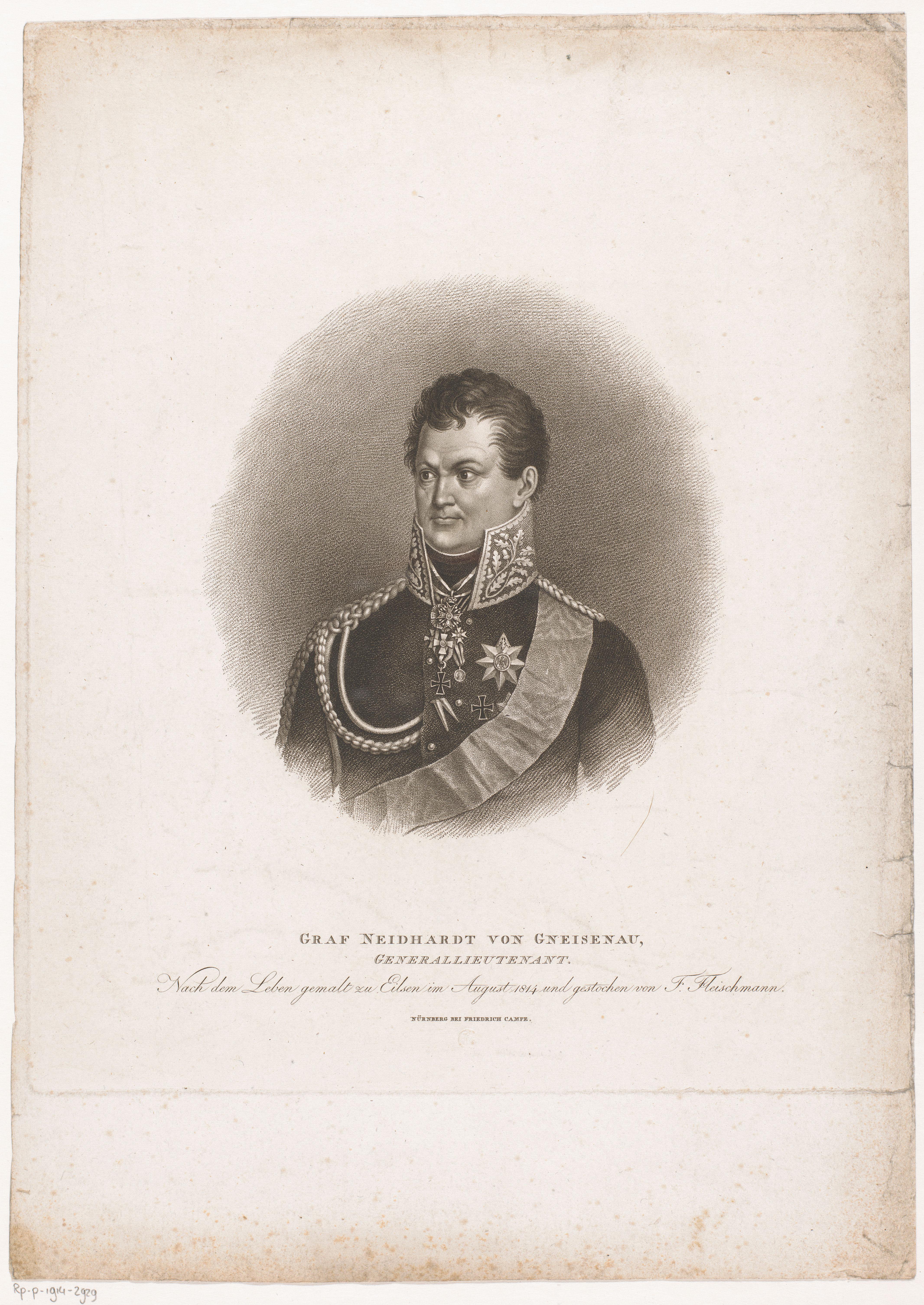 Portret van August Wilhelm Antonius Neidhardt Graf von Gneisenau