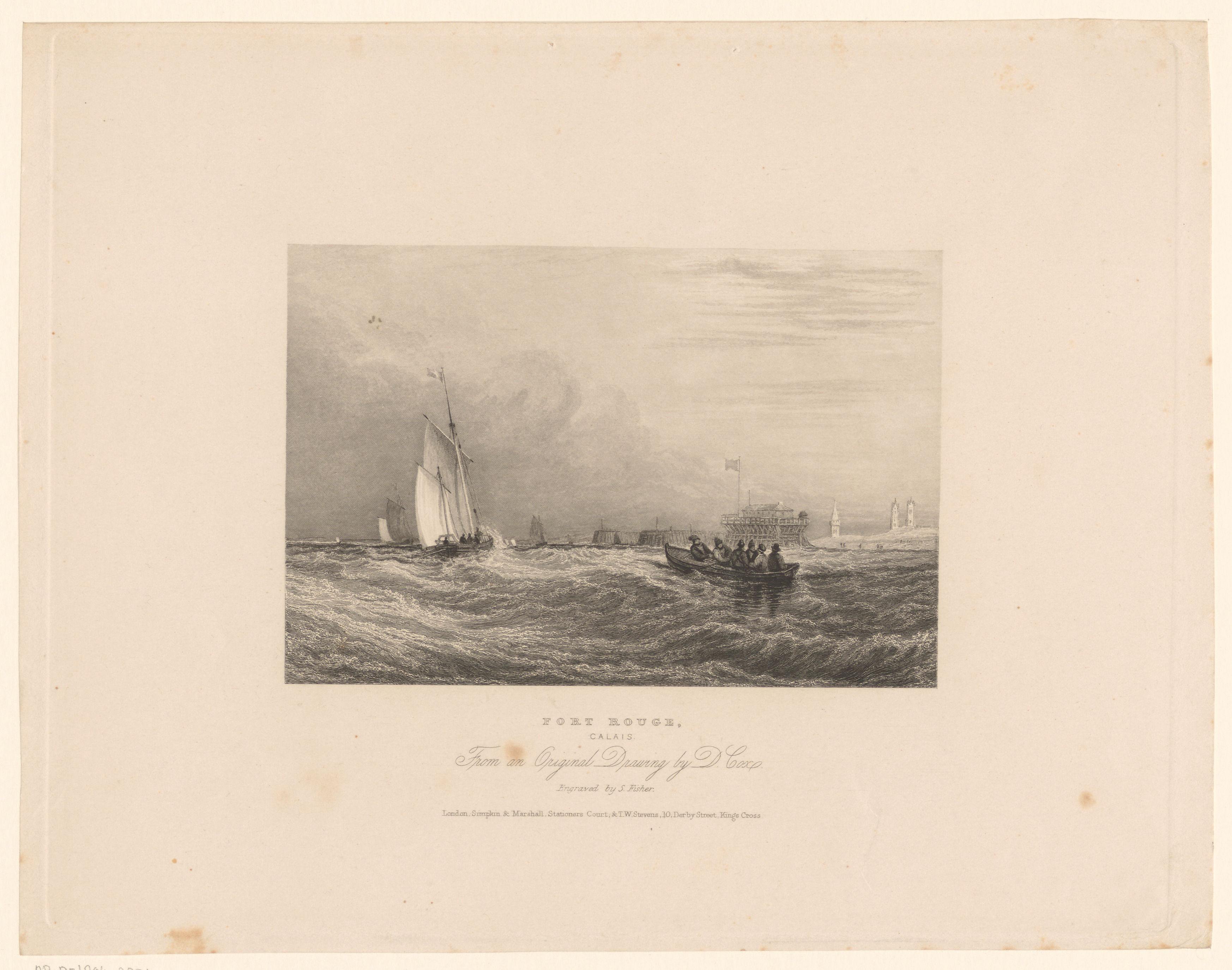 Gezicht op de kust bij Calais