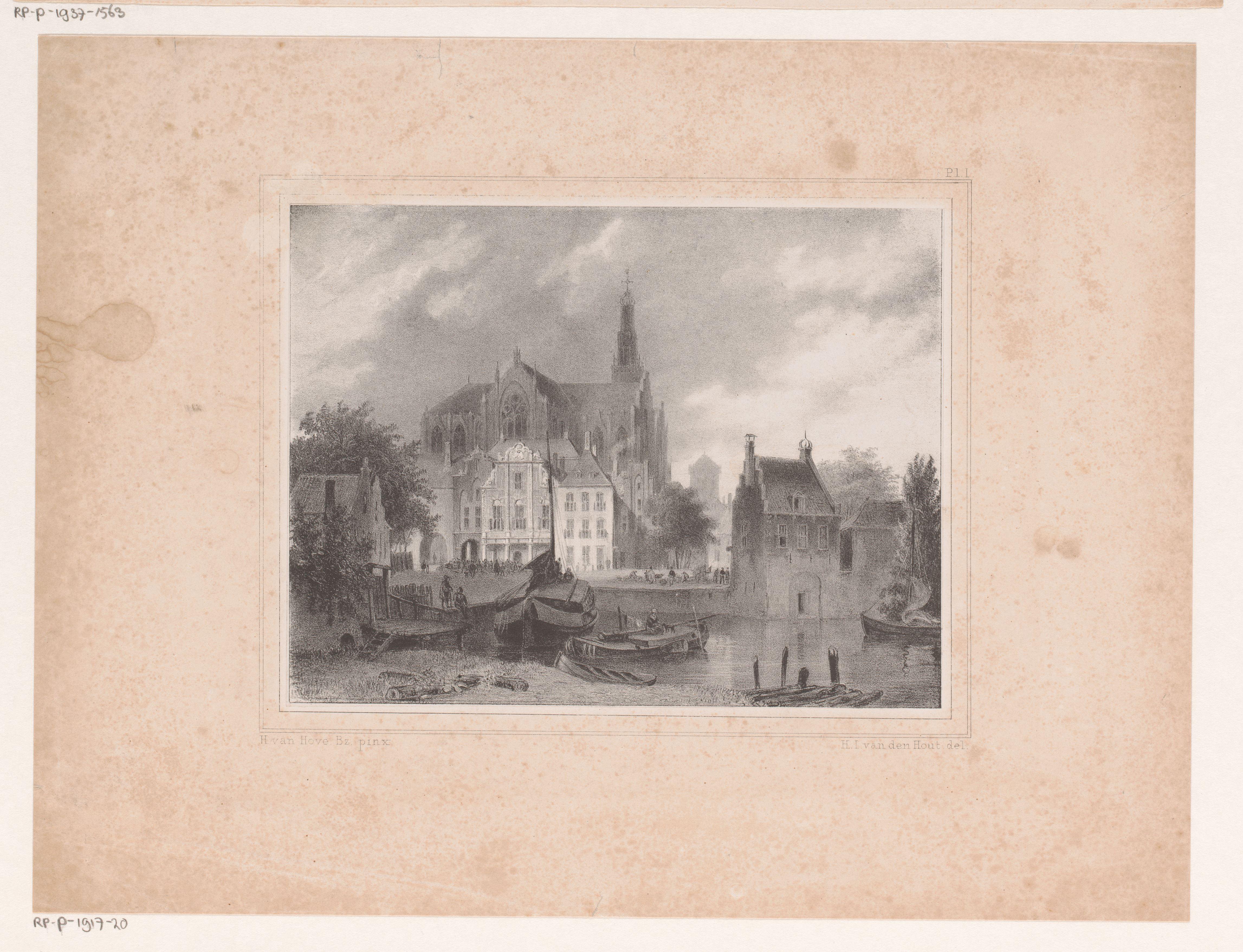 Stadsgezicht met kerk