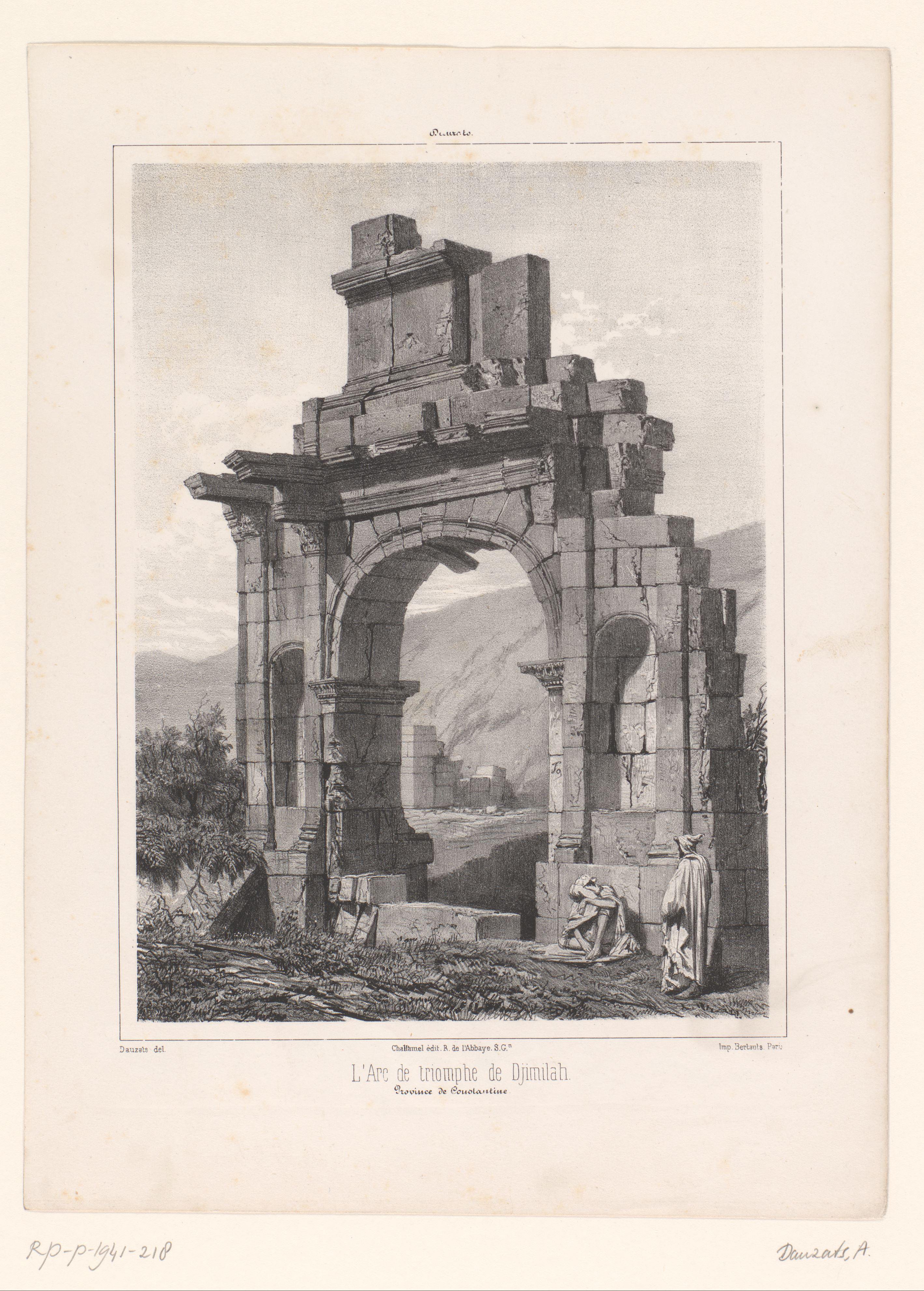 Zicht op de Boog van Caracalla in Djémila