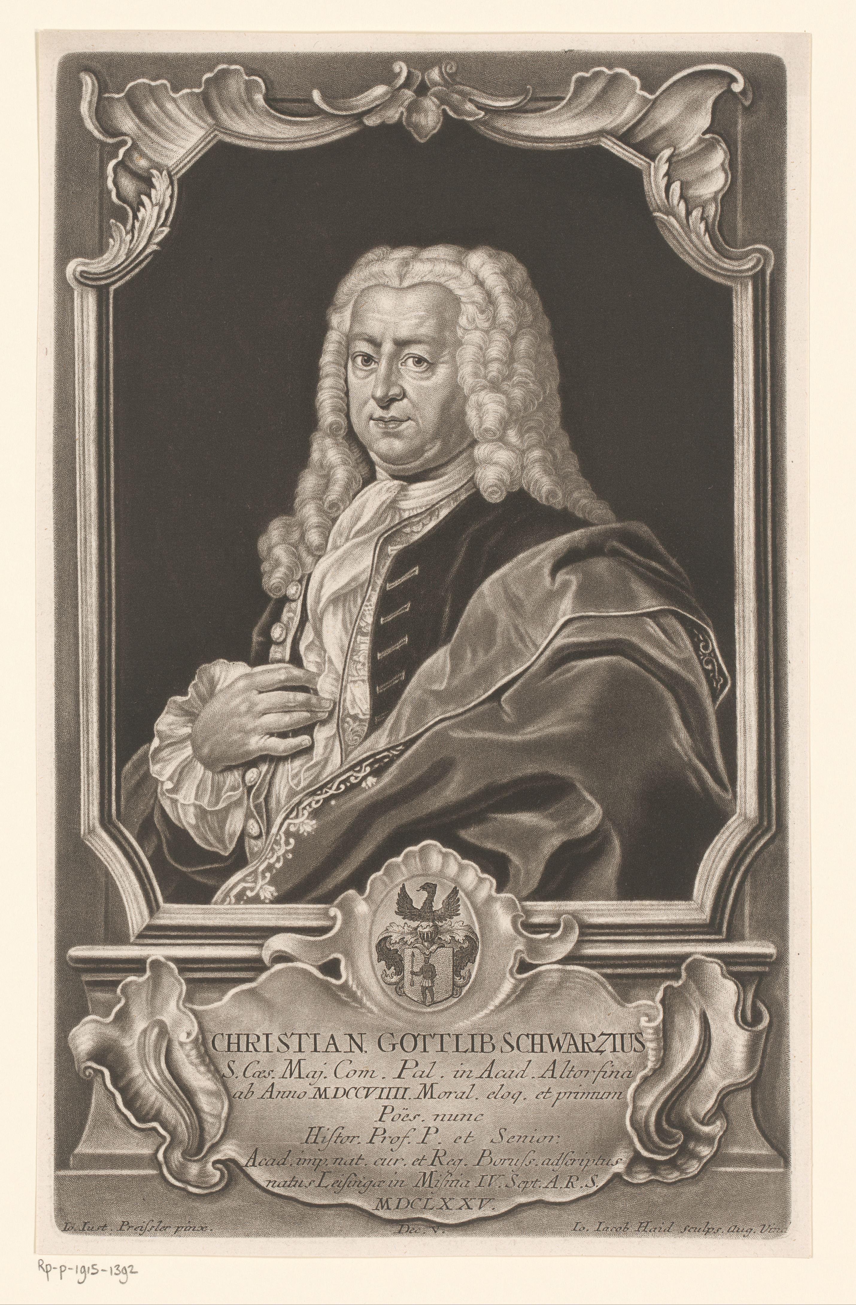 Portret van Christian Gottlieb Schwarz