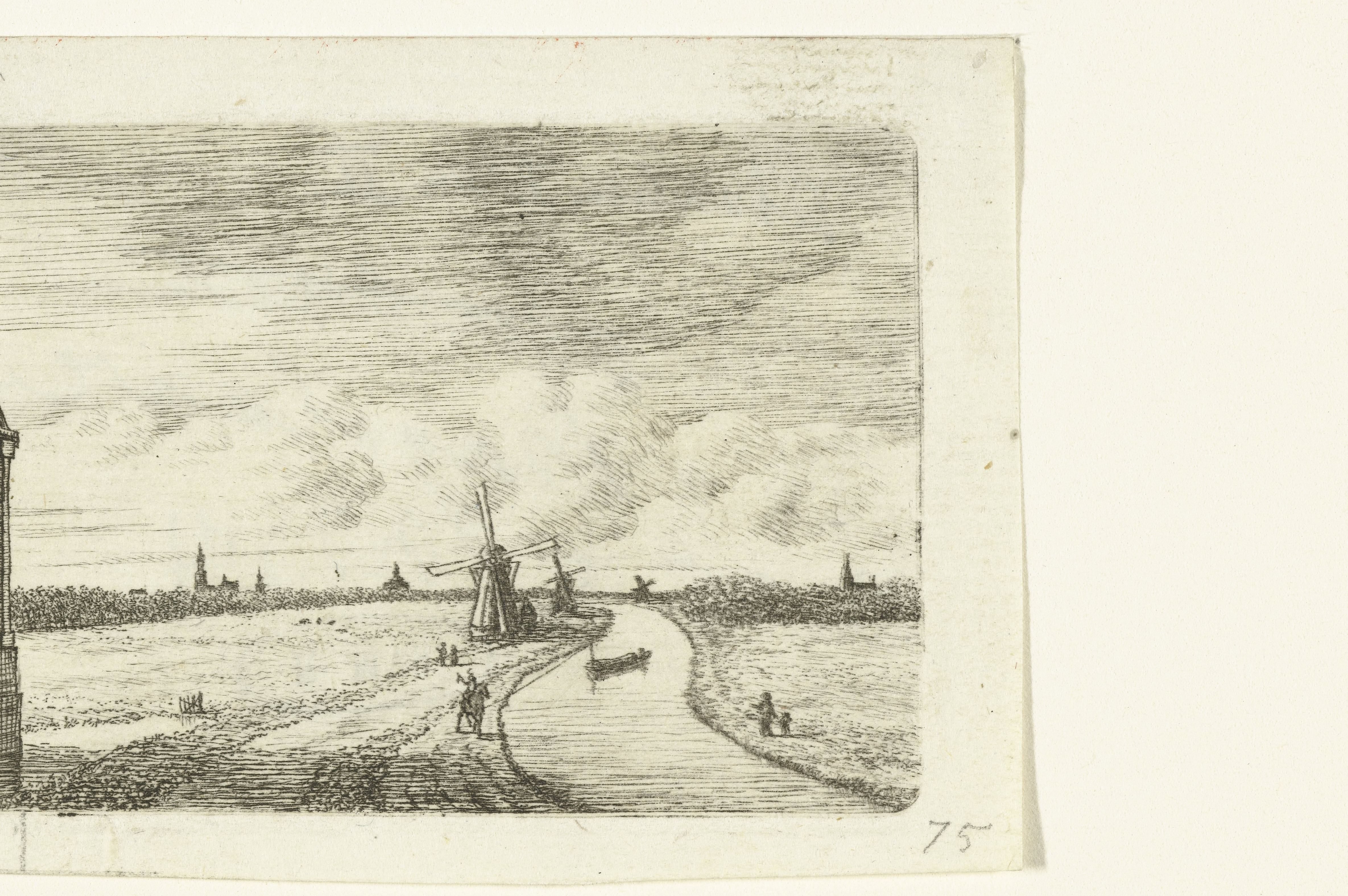 Gezicht op de Haagsche Vaart met molens