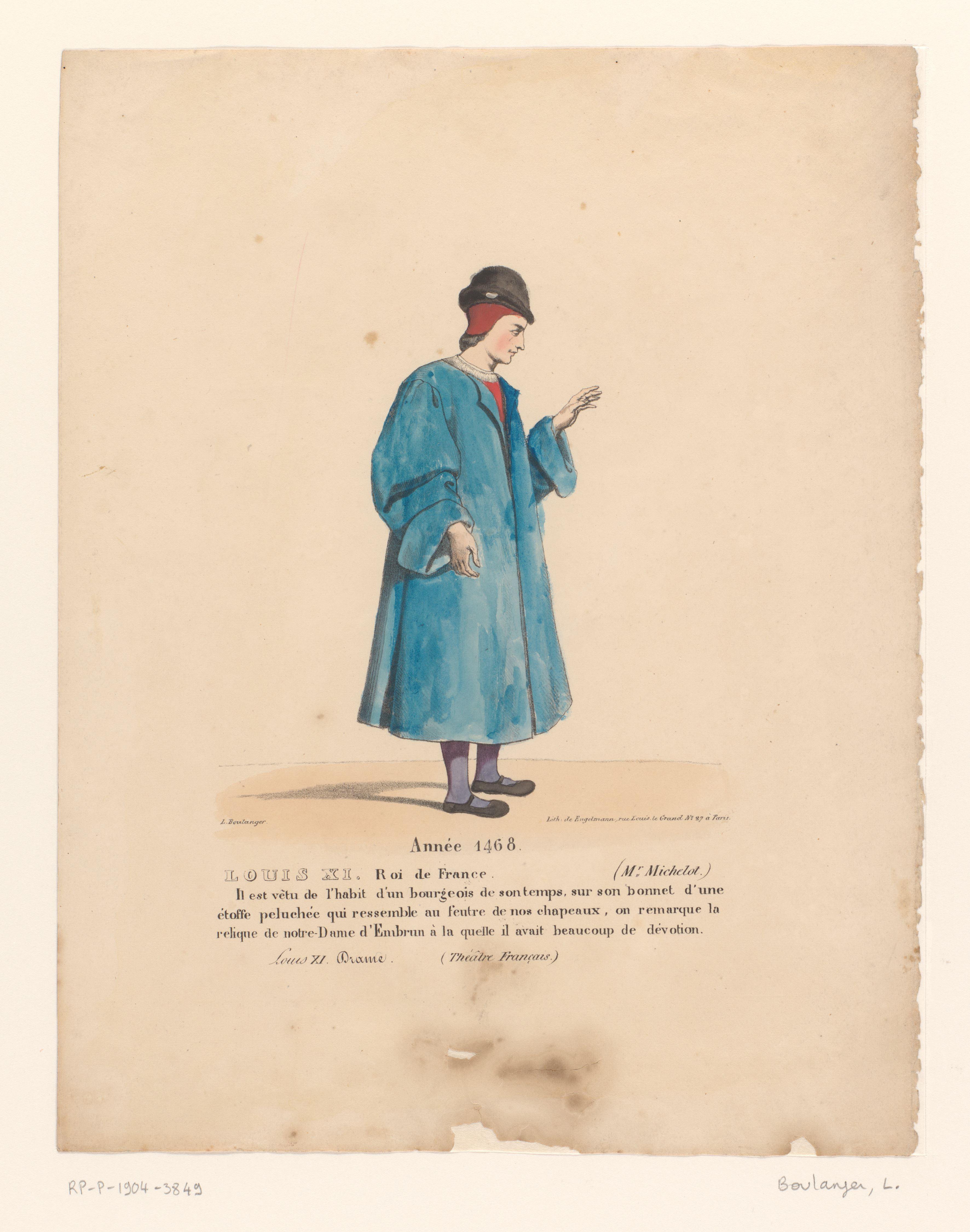Kostuum van Lodewijk XI van Frankrijk uit het drama Louis XI à Péronne